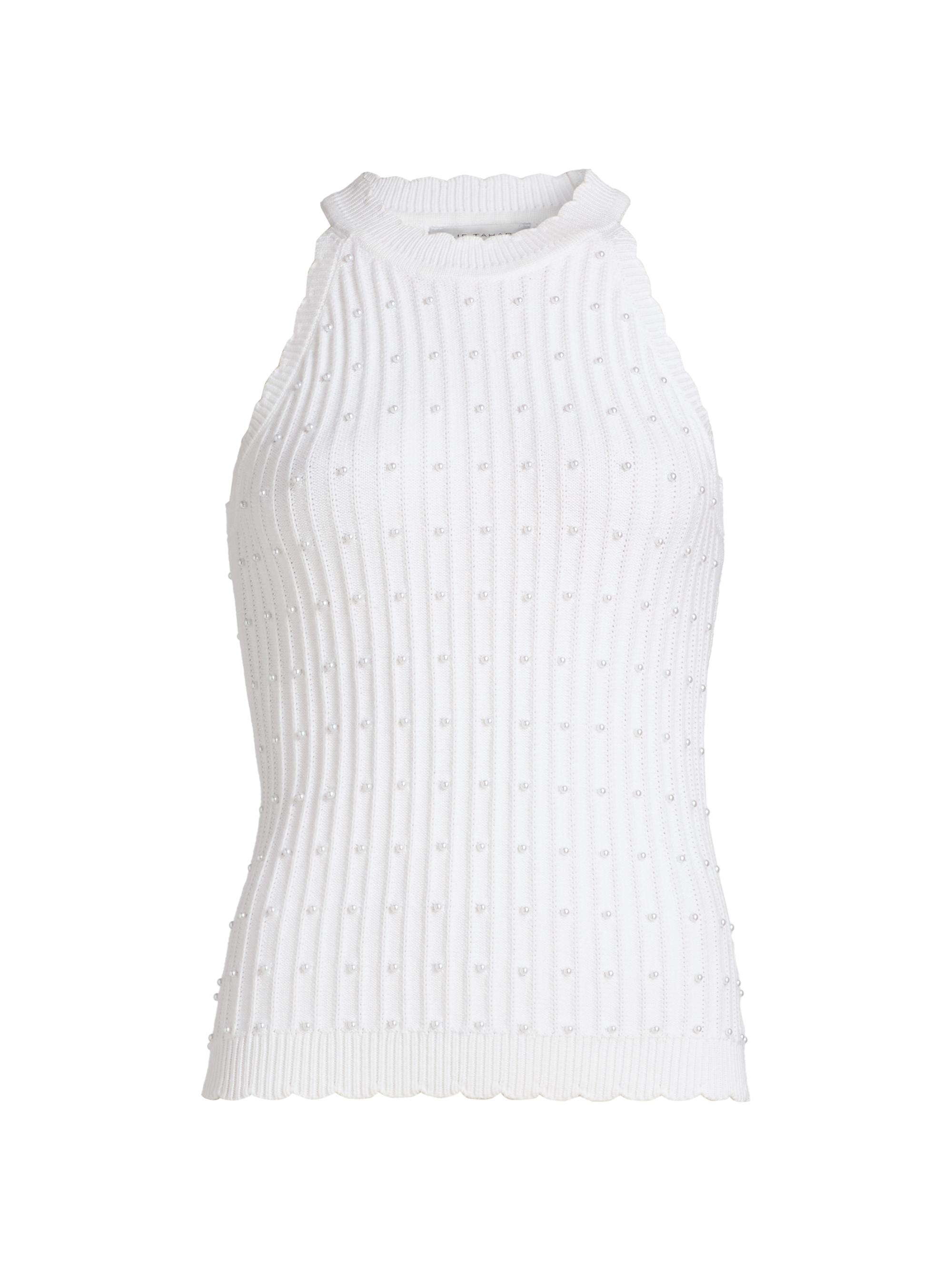 Elie Tahari Women's The Lima Pearl Sleeveless Top - Sky White