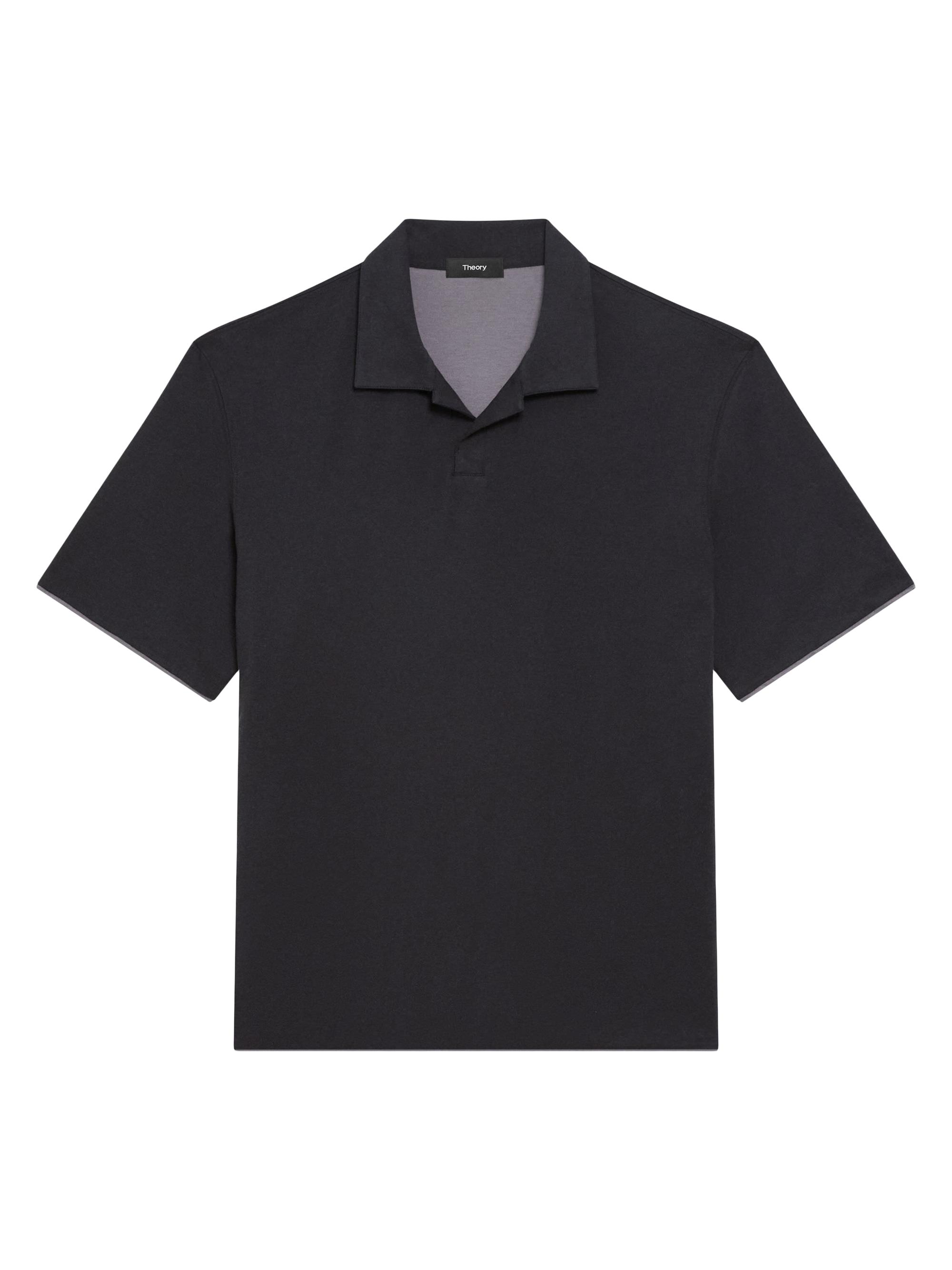 Theory Men's Double-Layered Cotton Polo Shirt - Black Carbon