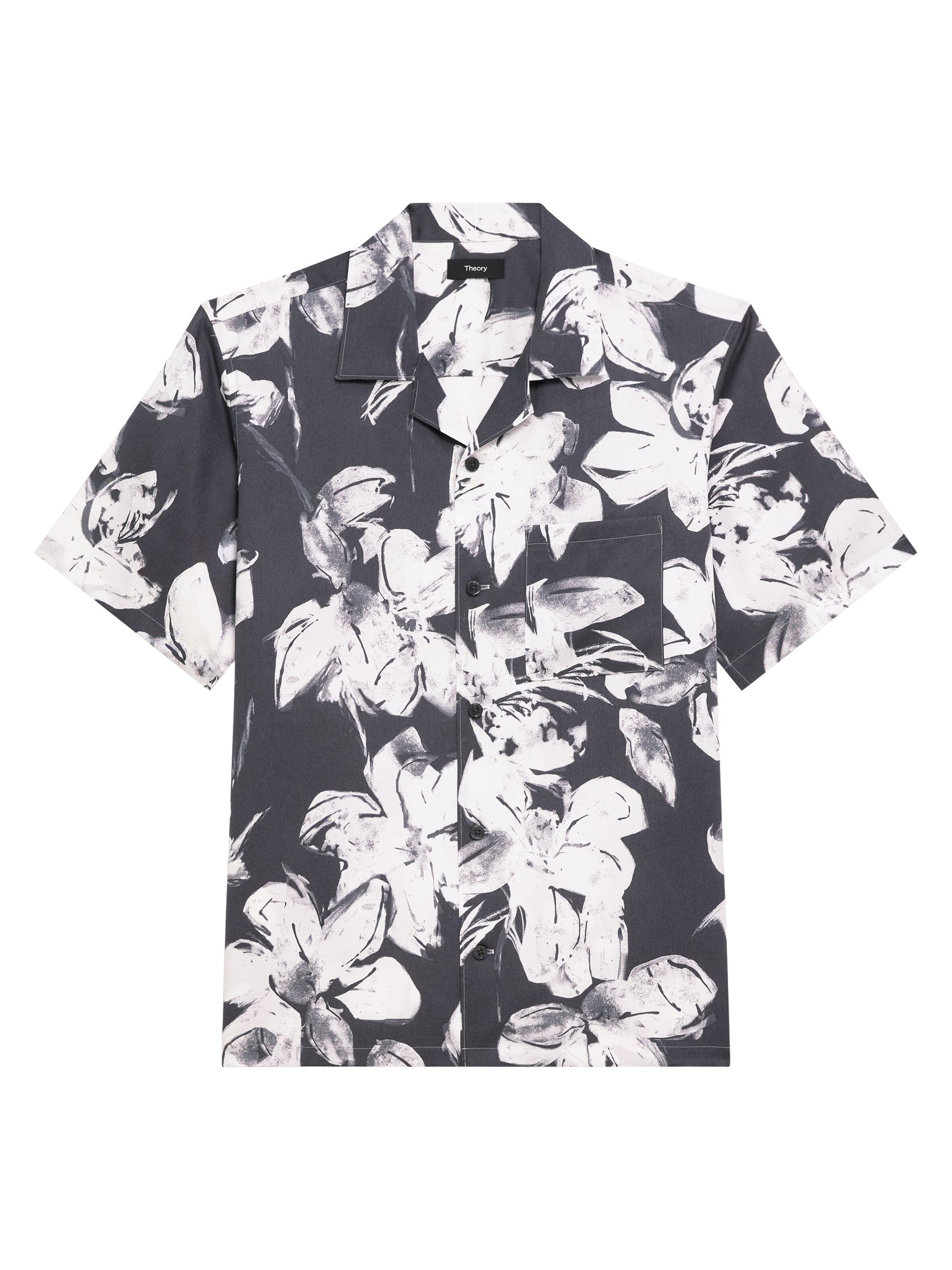 Theory Men's Noll Brush Floral Camp Shirt - Carbon