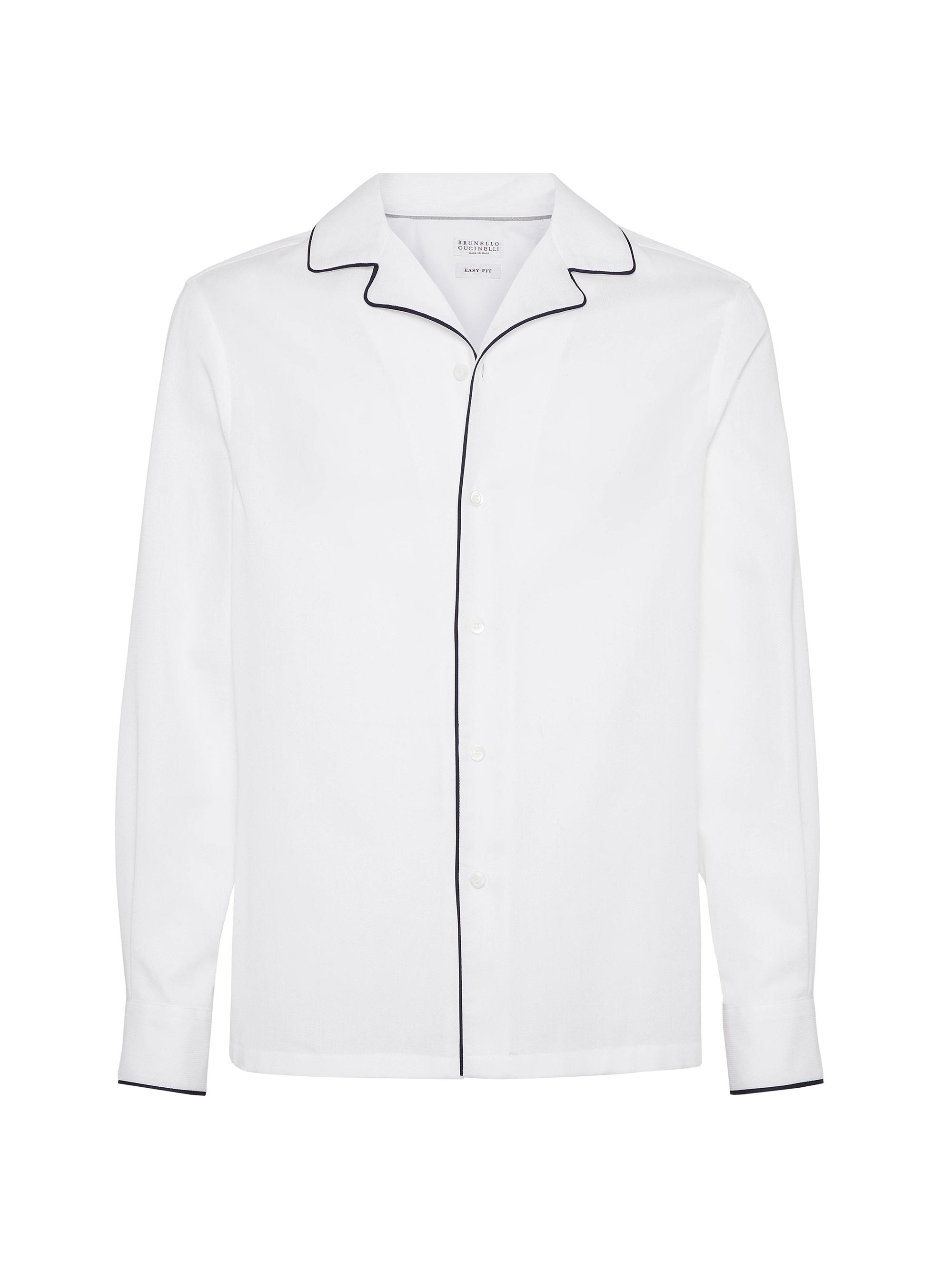 Brunello Cucinelli Men's Honeycomb Texture Cotton Easy Fit Shirt - Blue