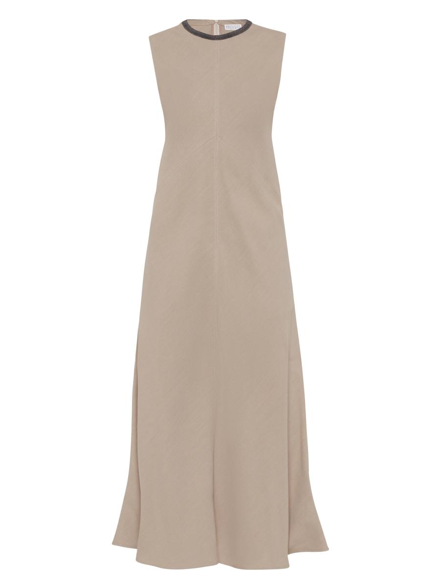 Brunello Cucinelli Viscose and Linen Fluid Twill Dress