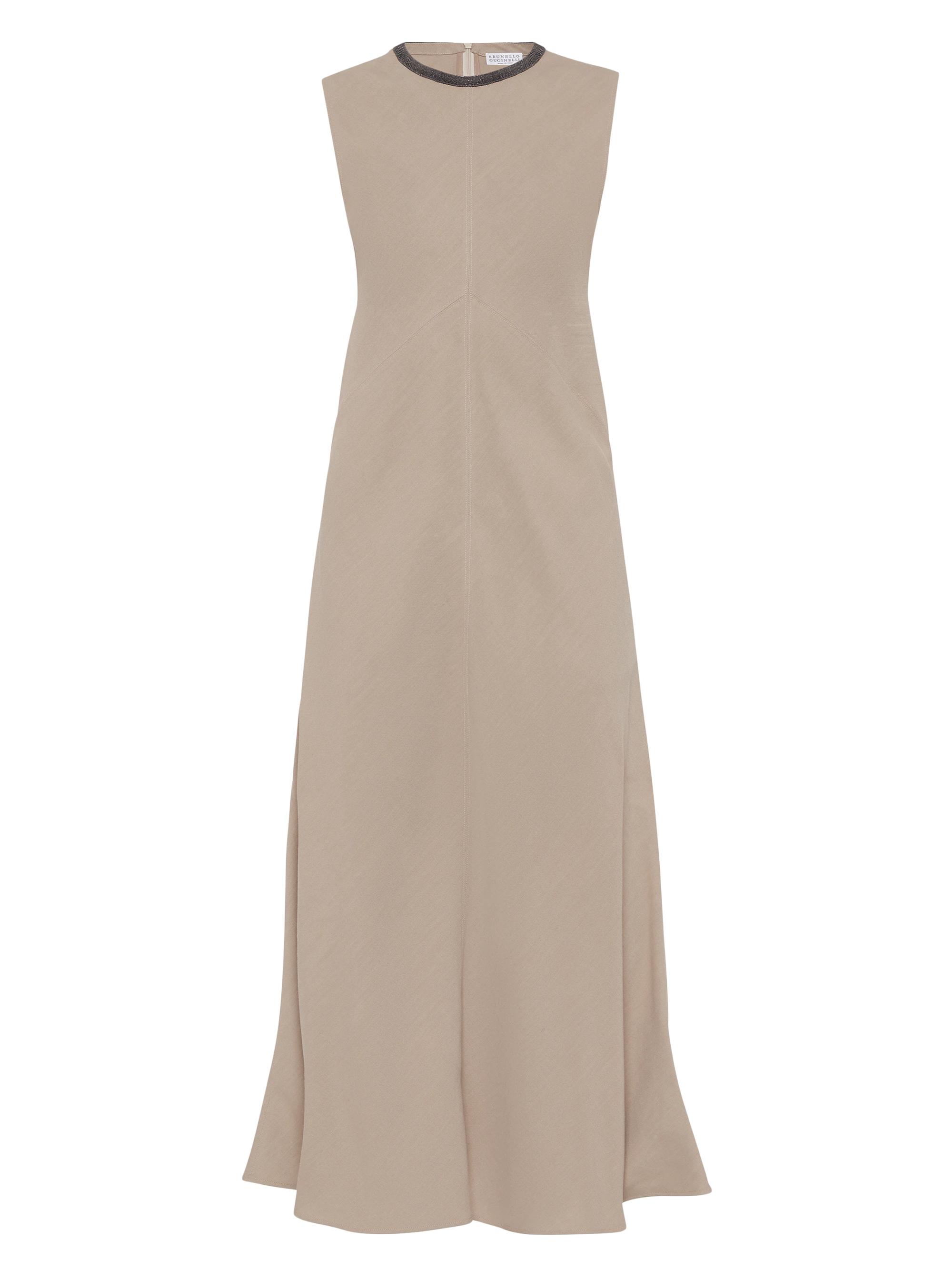 Brunello Cucinelli Women's Viscose and Linen Fluid Twill Dress - Cool Beige