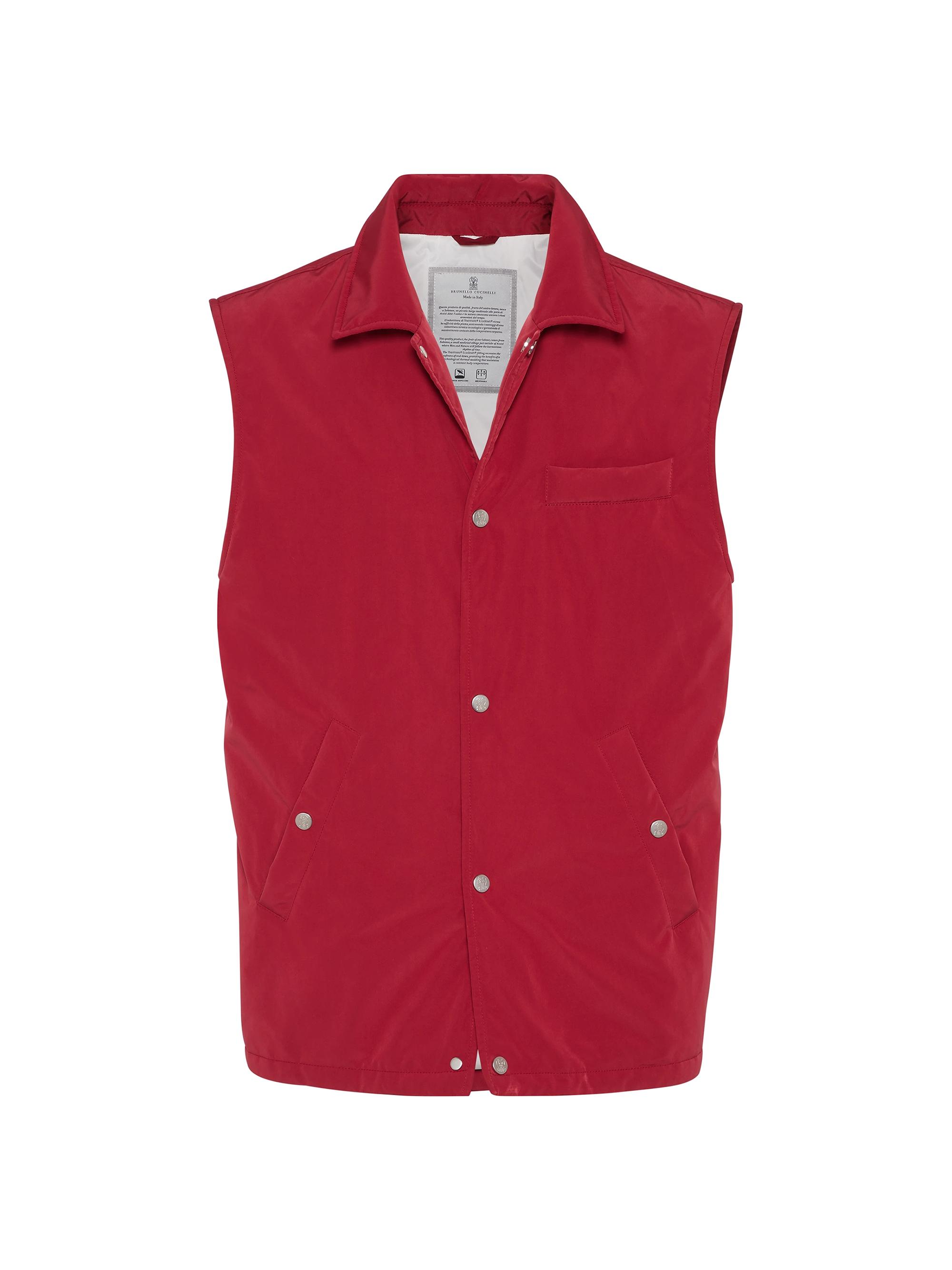 Brunello Cucinelli Men's Water Resistant Microfiber Vest with Thermore Padding - Cherry