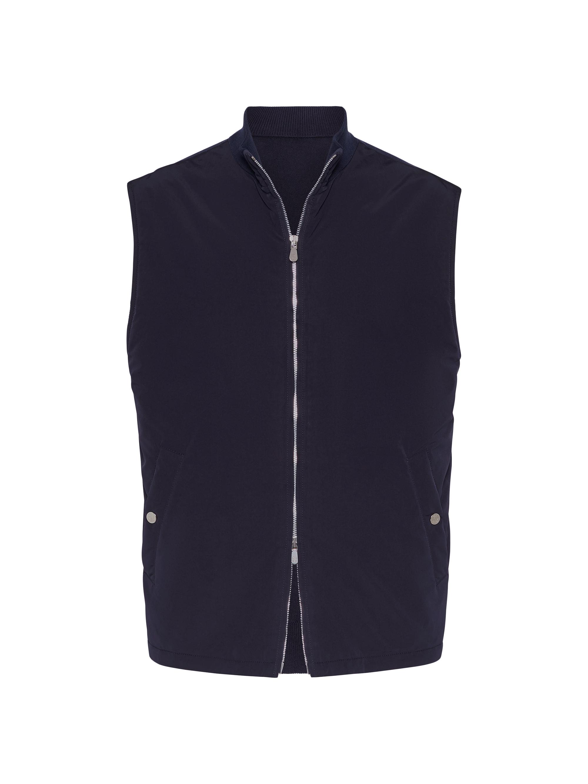 Brunello Cucinelli Men's Water Resistant Microfiber and Cotton Knit Vest - Marine Blue