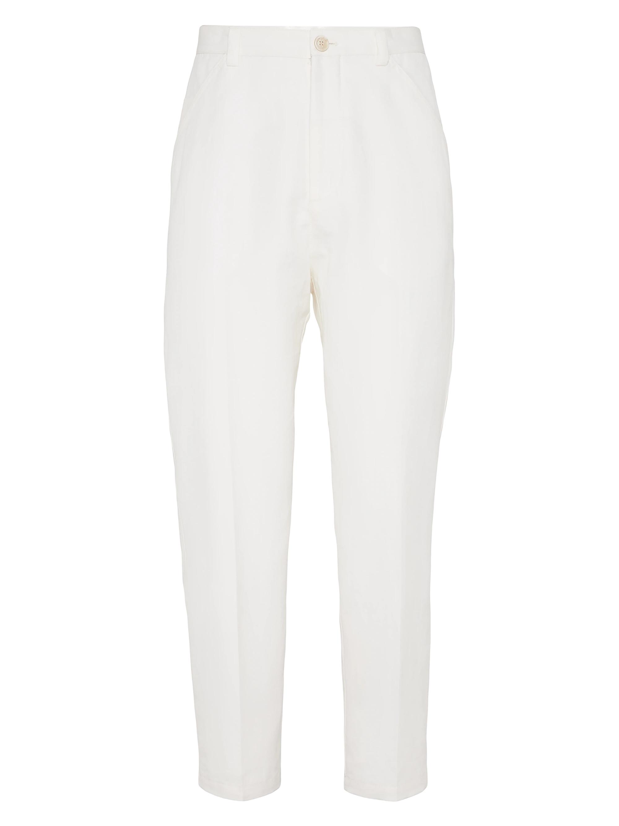 Brunello Cucinelli Men's Cotton and Linen Gabardine Leisure Fit Trousers - Panama