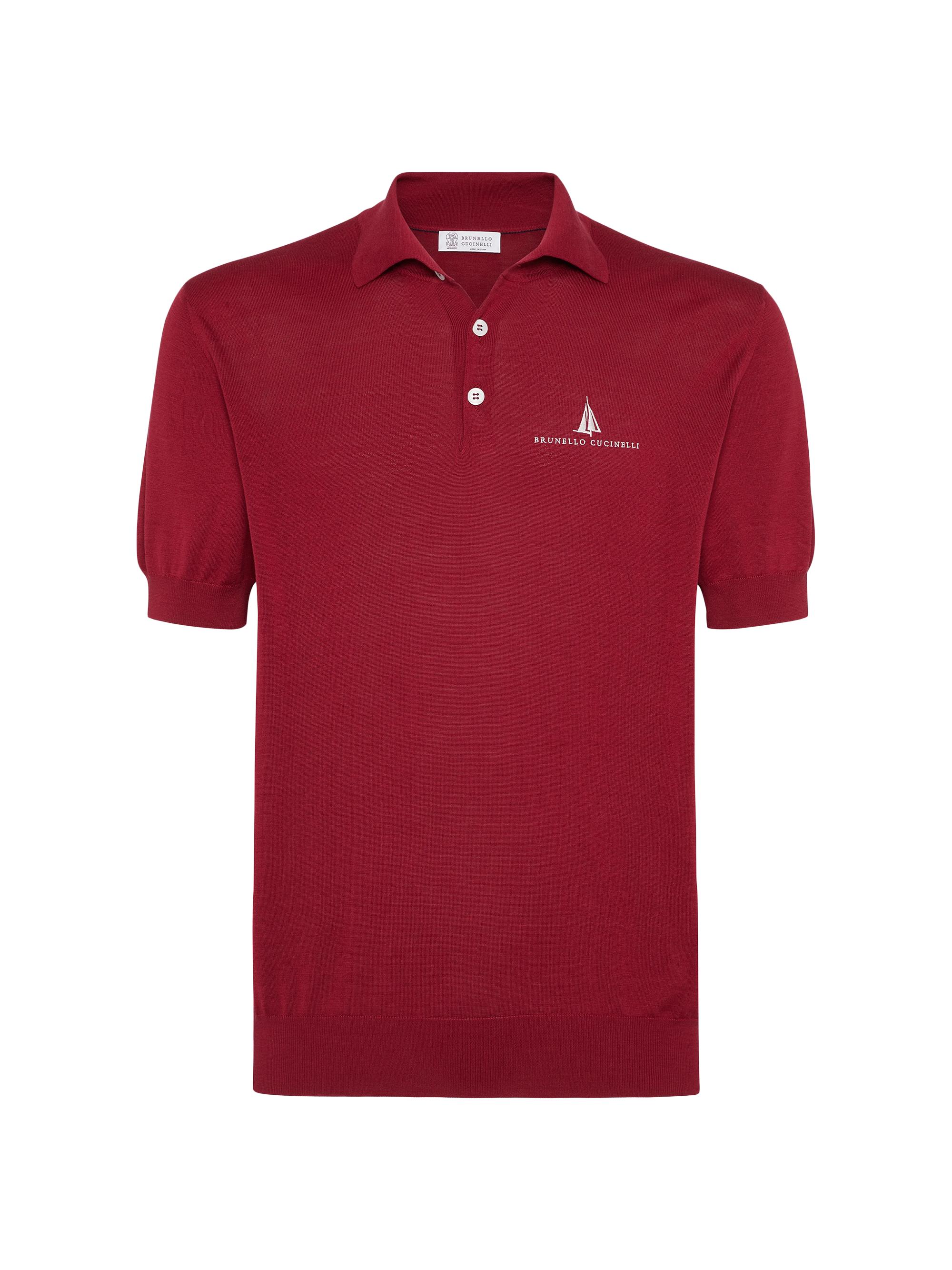 Brunello Cucinelli Men's Silk and Cotton Lightweight Knit Polo Shirt - Cherry