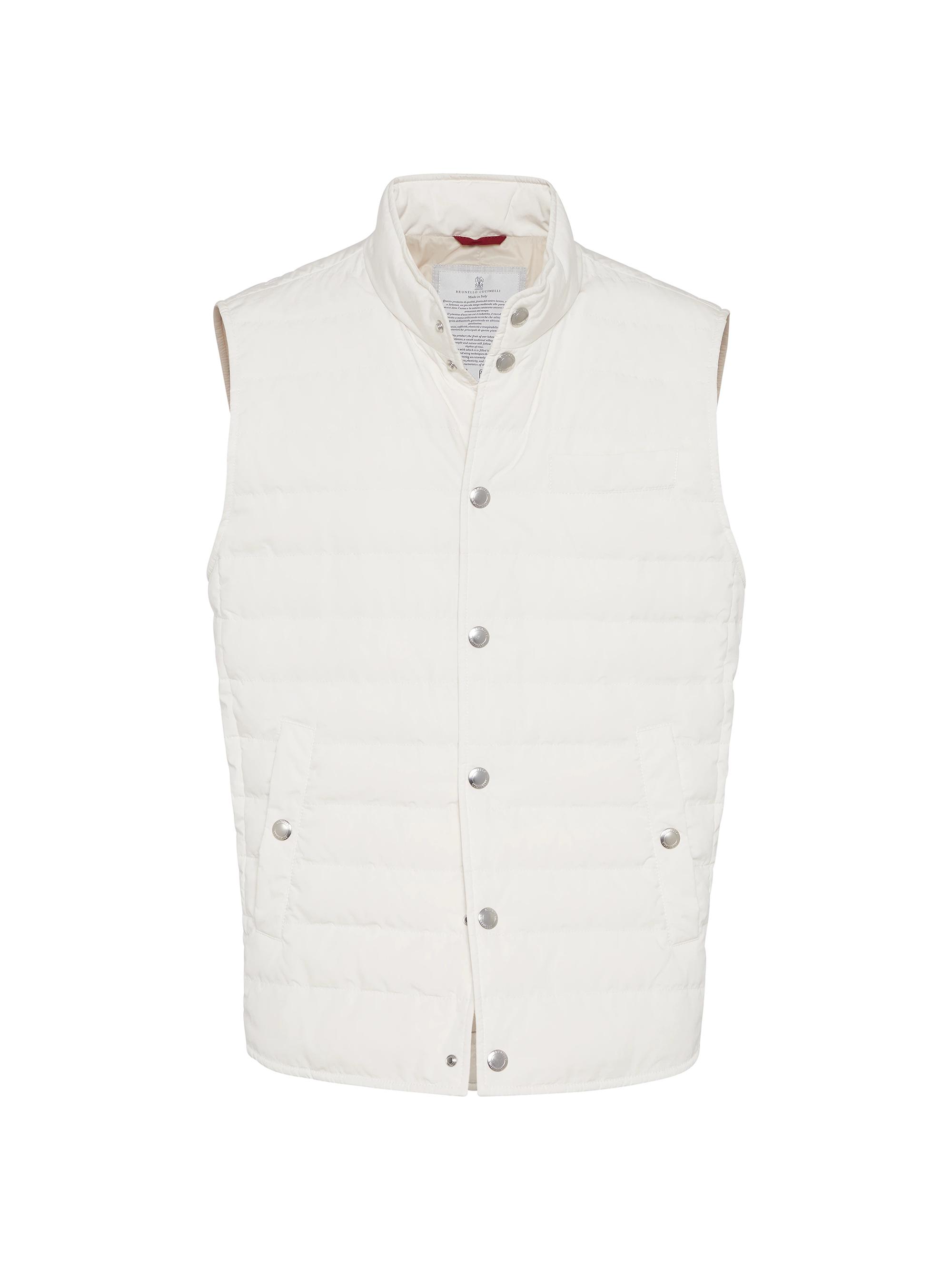 Brunello Cucinelli Men's Water Resistant Microfiber Lightweight Down Vest - Off White