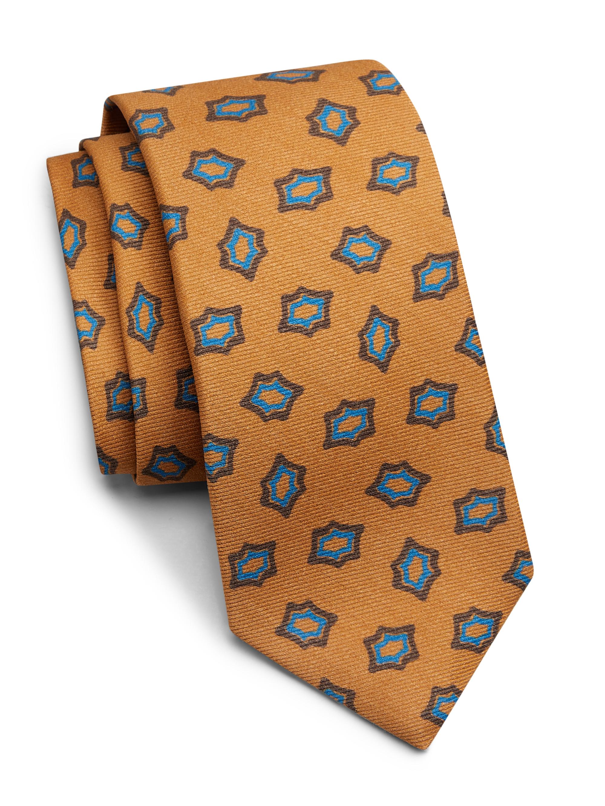 Kiton Men's Geometric Silk Tie - Orange Multi