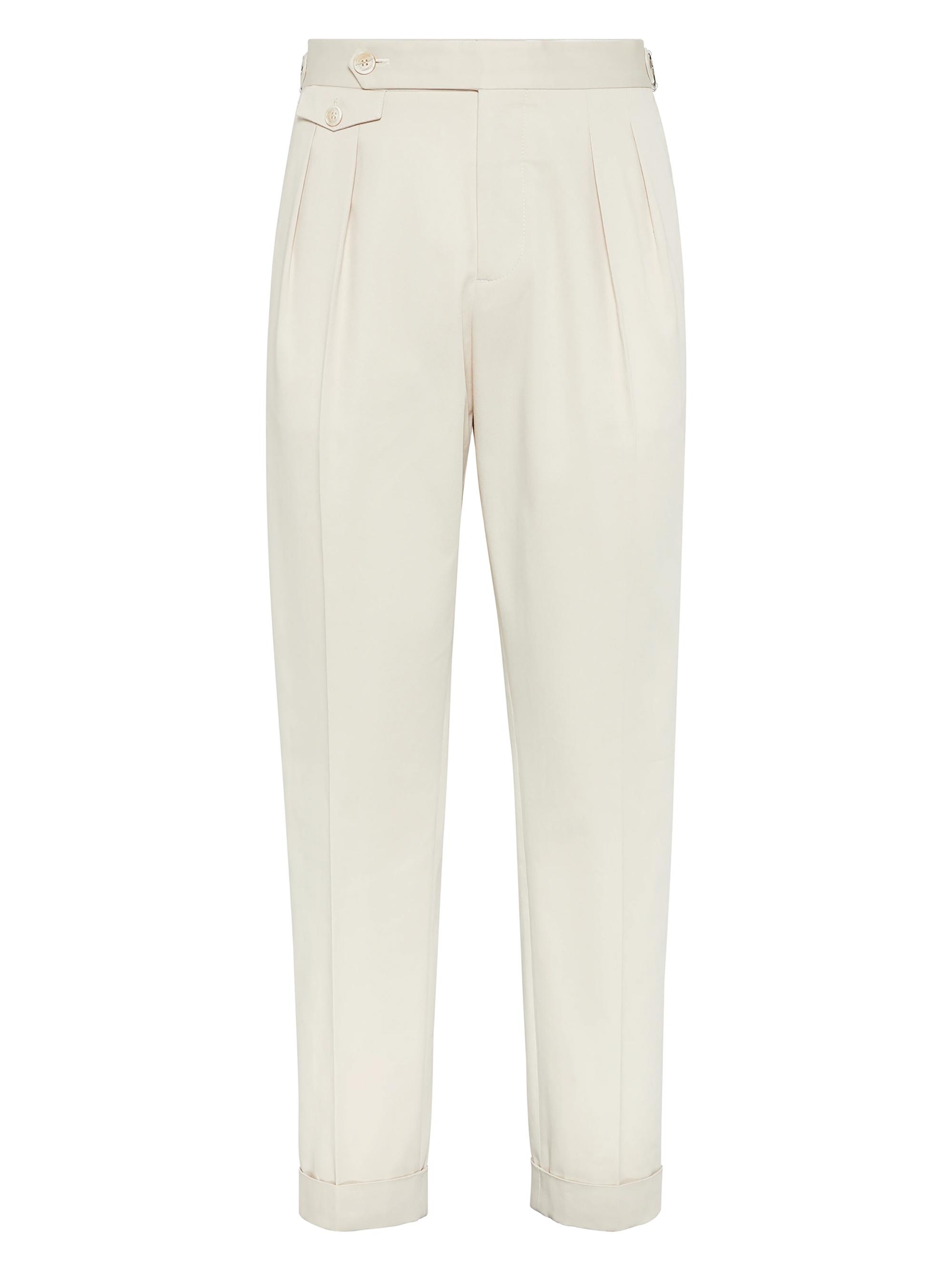 Brunello Cucinelli Men's Cotton Gabardine Tailor Fit Trousers - Shell
