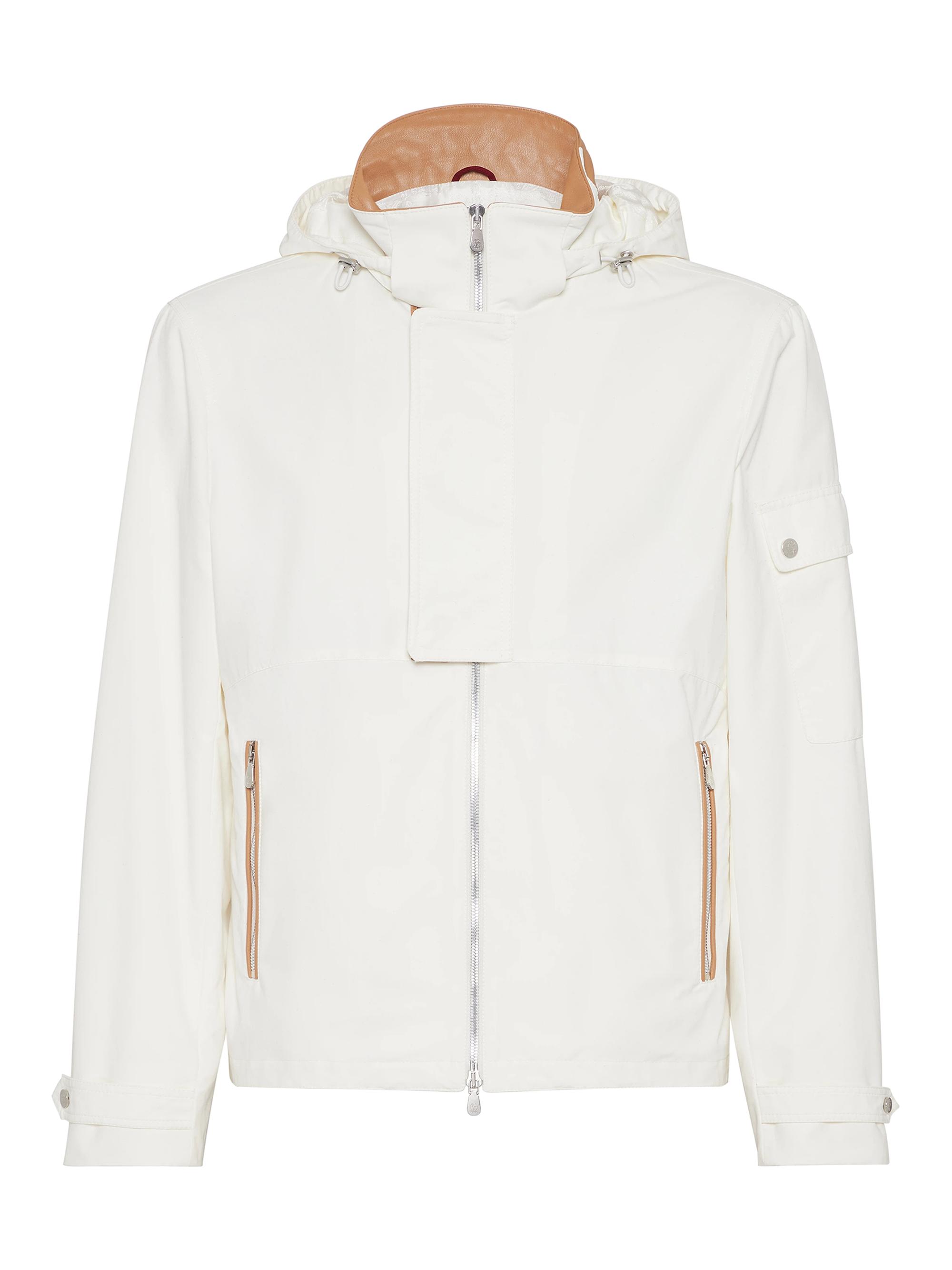 Brunello Cucinelli Men's Water Resistant Techno Cotton Gabardine Outerwear Jacket - Off White