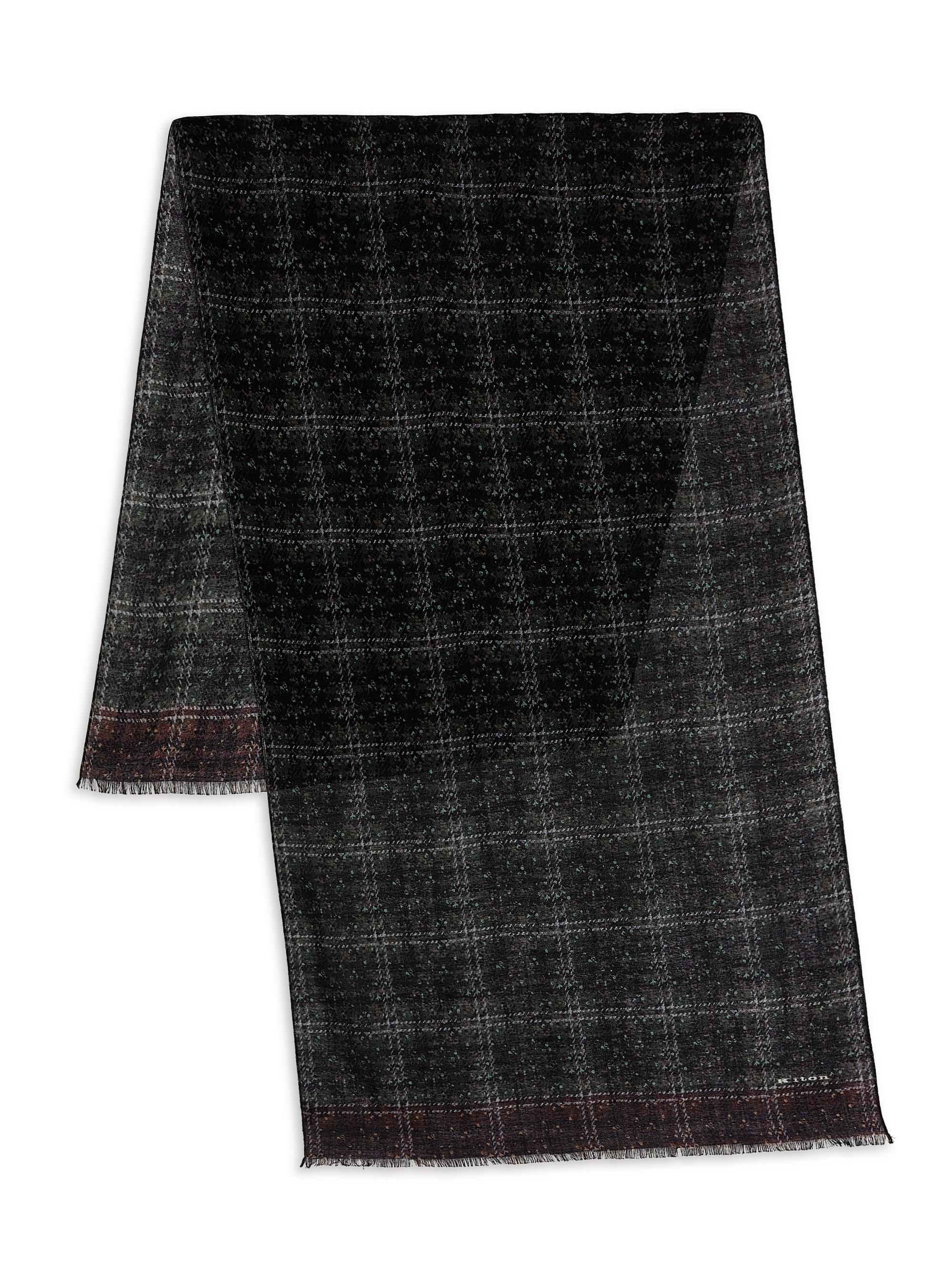 Kiton Men's Windowpane Plaid Cashmere Scarf