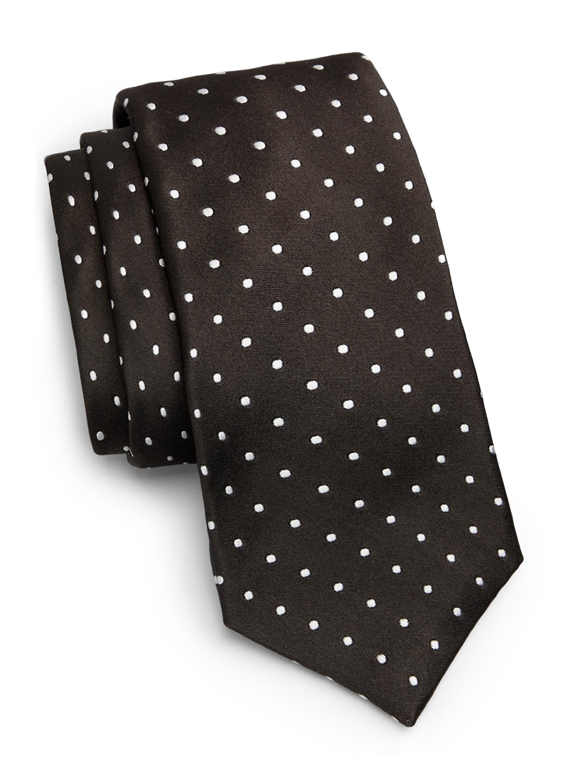 Kiton Men's Polka Dot Silk Tie - Dark Brown