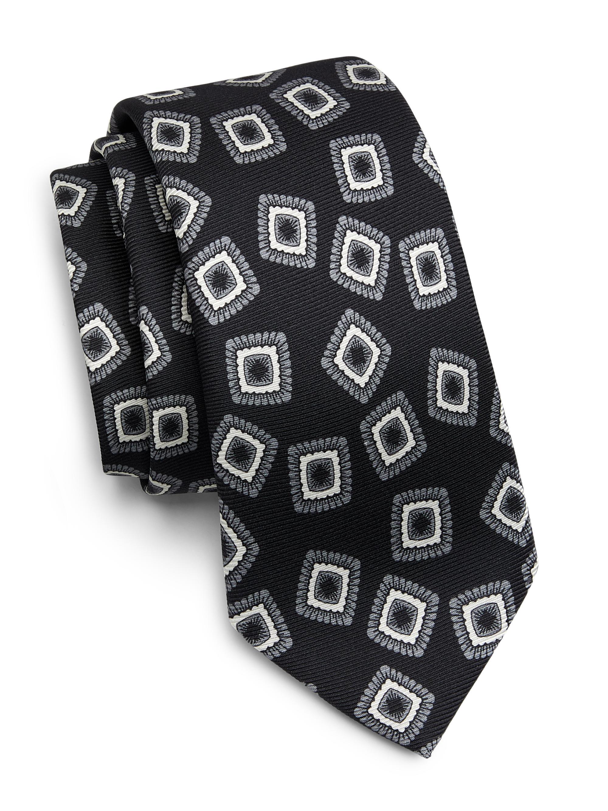 Kiton Men's Geometric Silk Tie - Grey
