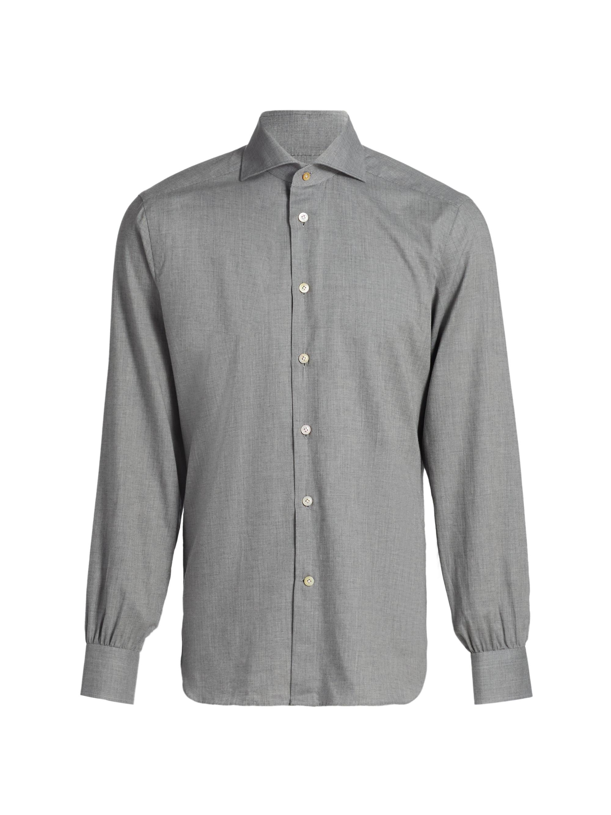 Kiton Men's Slim-Fit Cotton Shirt - Hazelnut