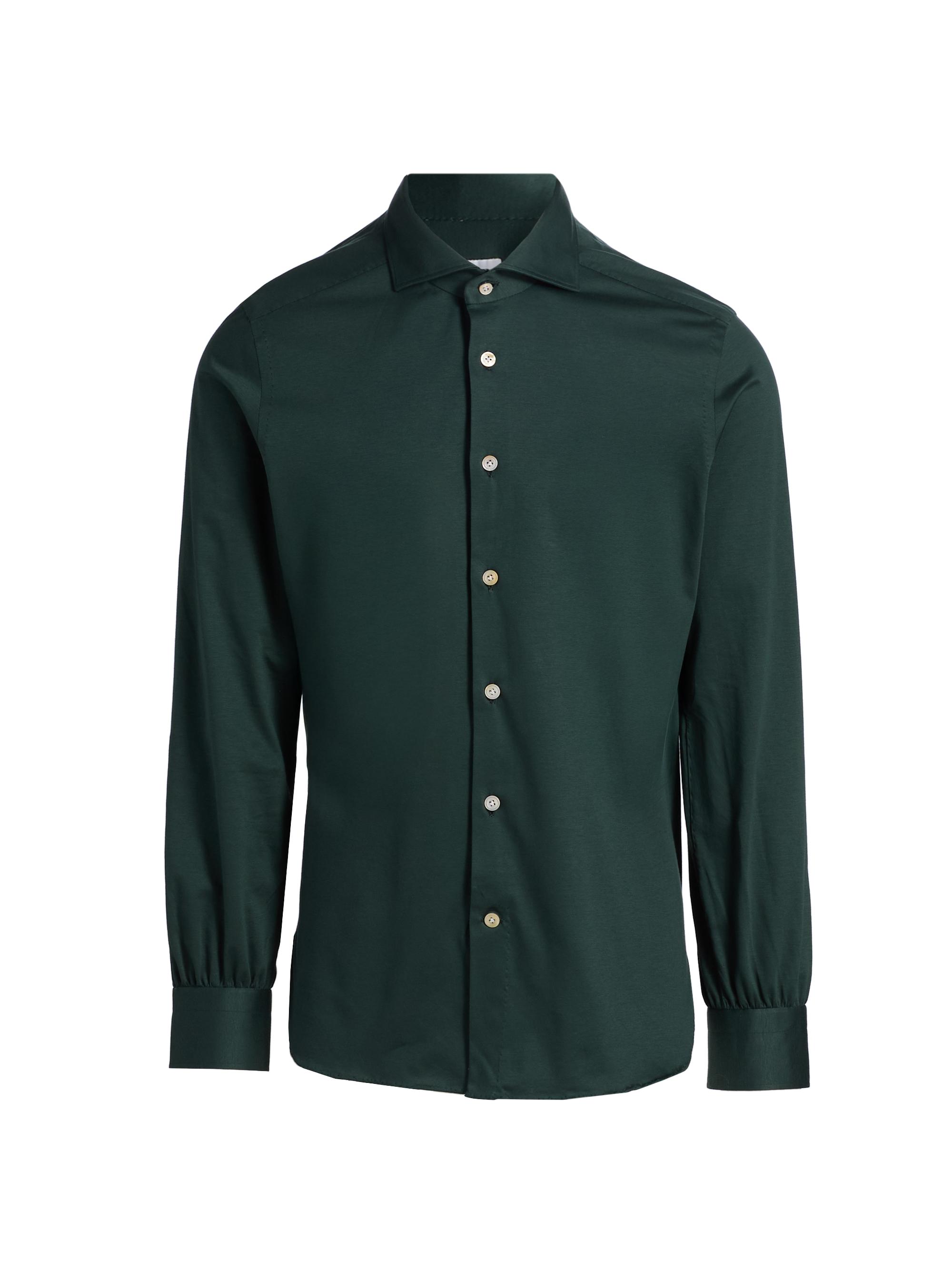 Kiton Men's Slim-Fit Cotton Shirt - Dark Green