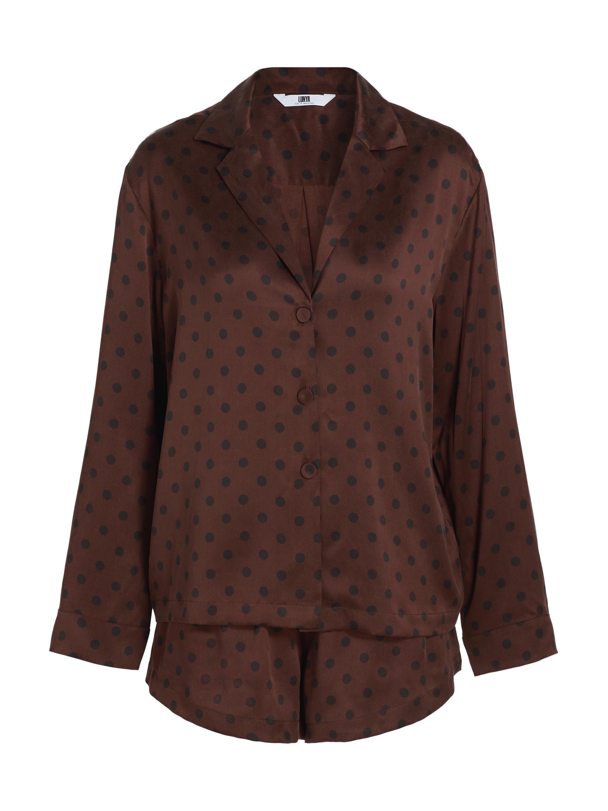 Lunya Women's Polka Dot Silk Pajamas - Chocolate Ellipsis