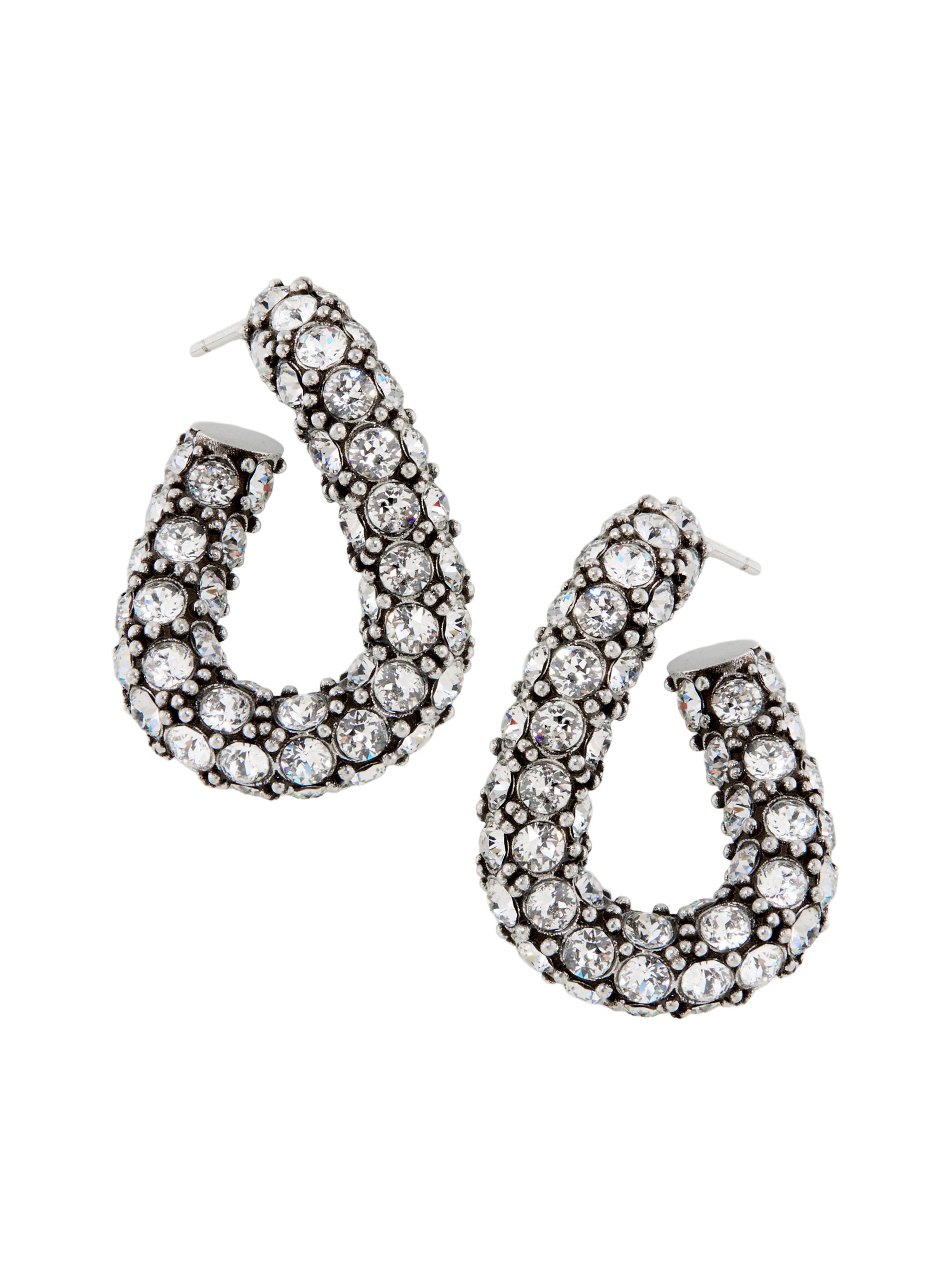 Isabel Marant Women's Rhinestone-Embellished Silvertone Hoop Earrings - Transparent Silver