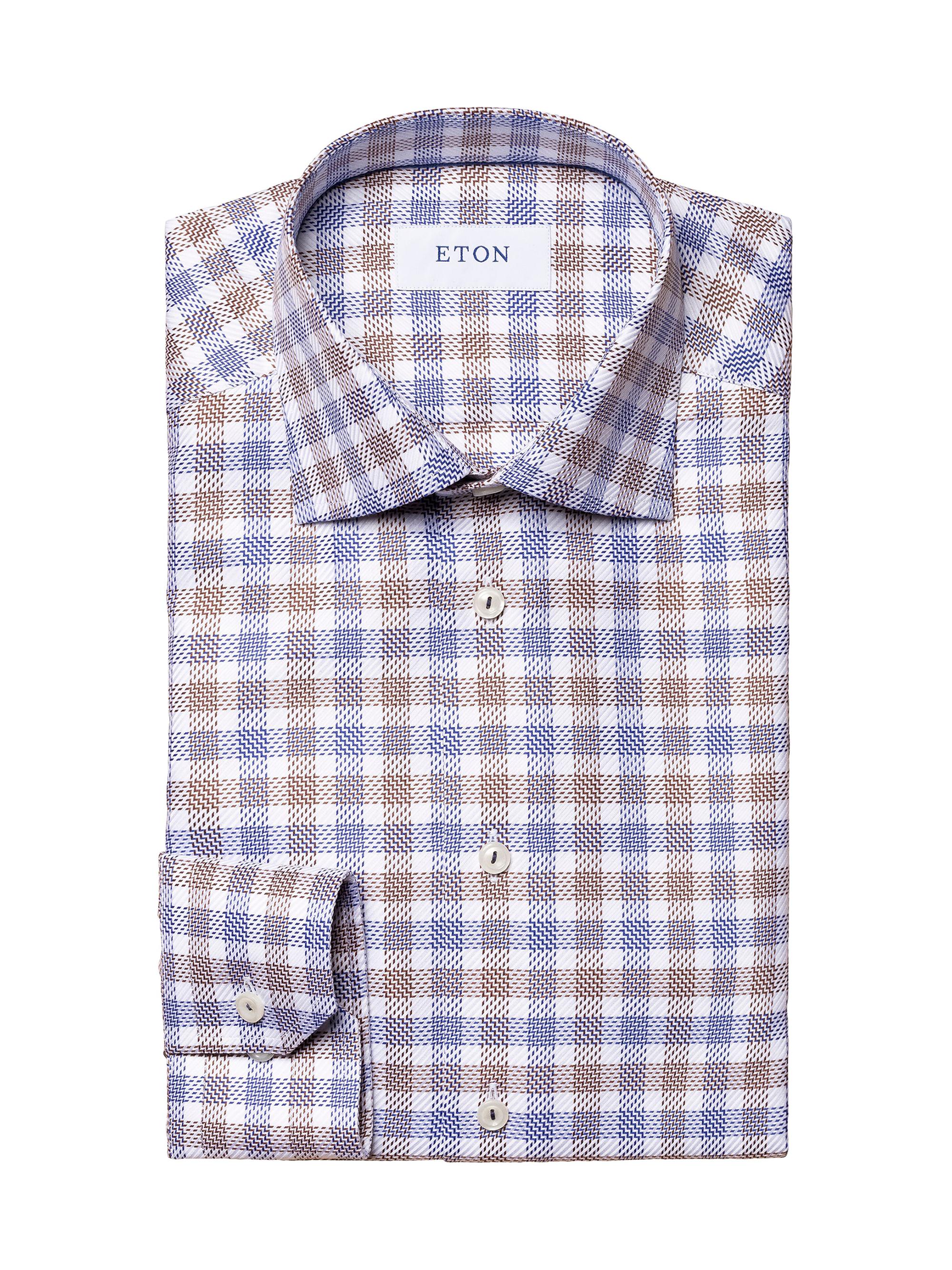 Eton Men's Classic-Fit King Twill Check Button-Front Shirt - Blue
