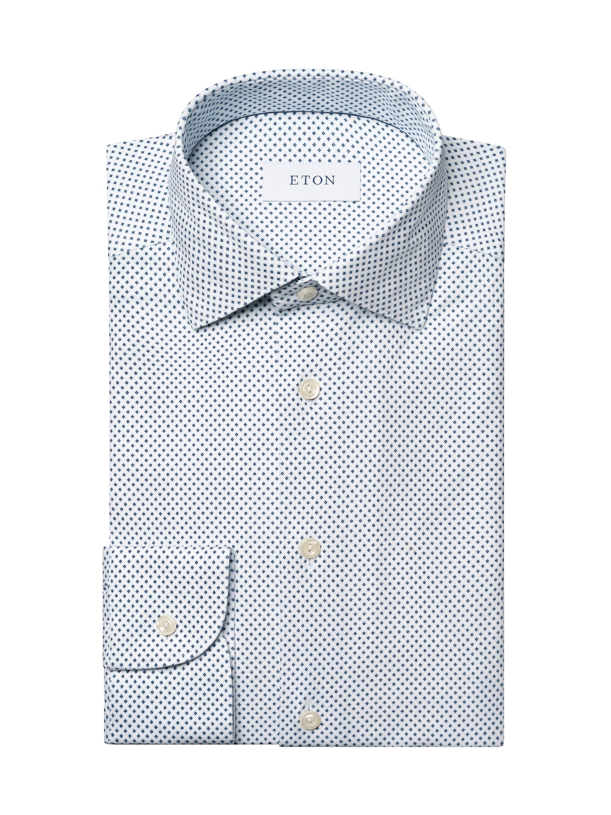Eton Men's Slim-Fit Neat Medallion 4Flex Shirt - Blue
