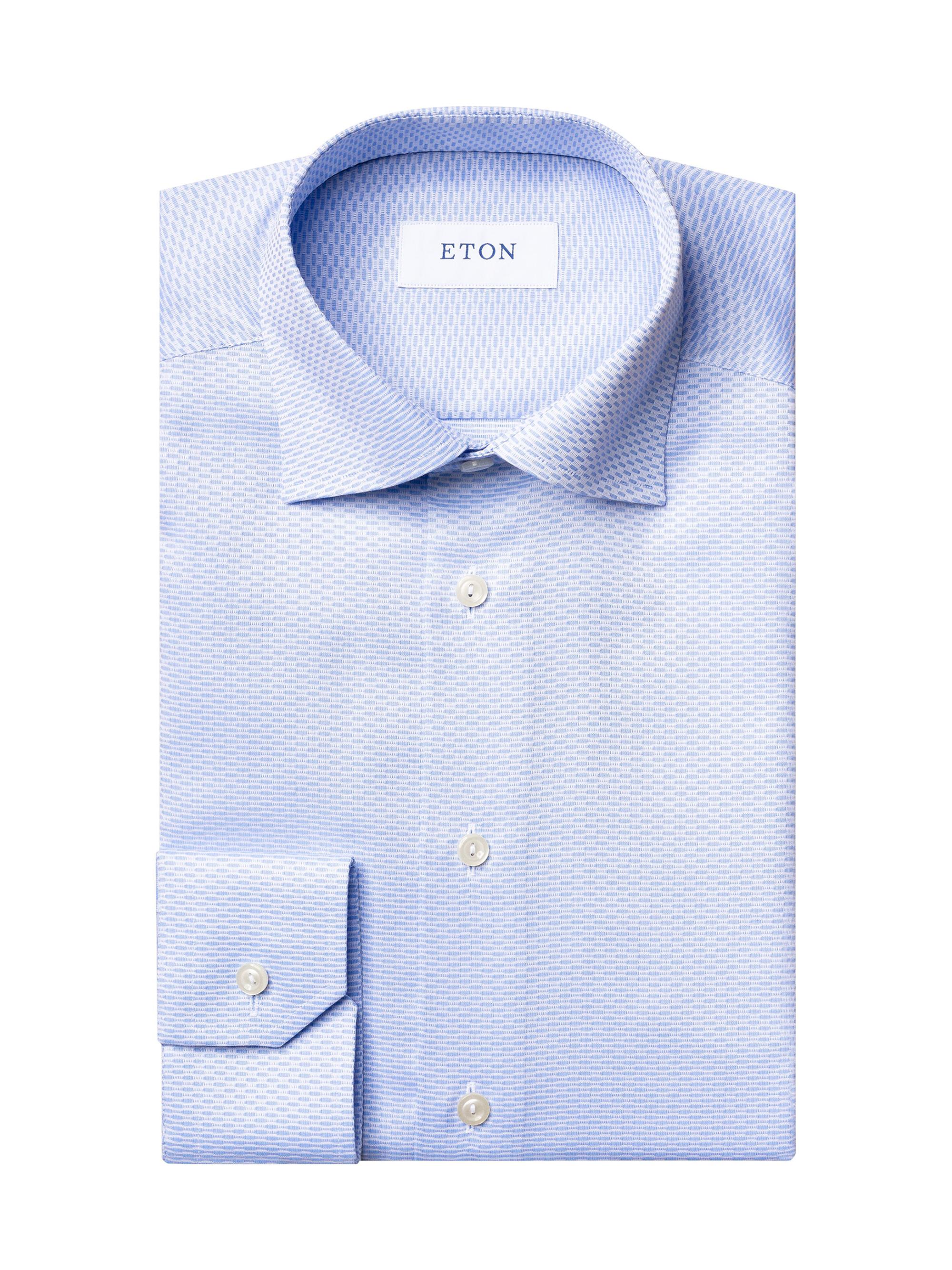 Eton Men's Classic-Fit Textured Solid Button-Front Shirt - Blue
