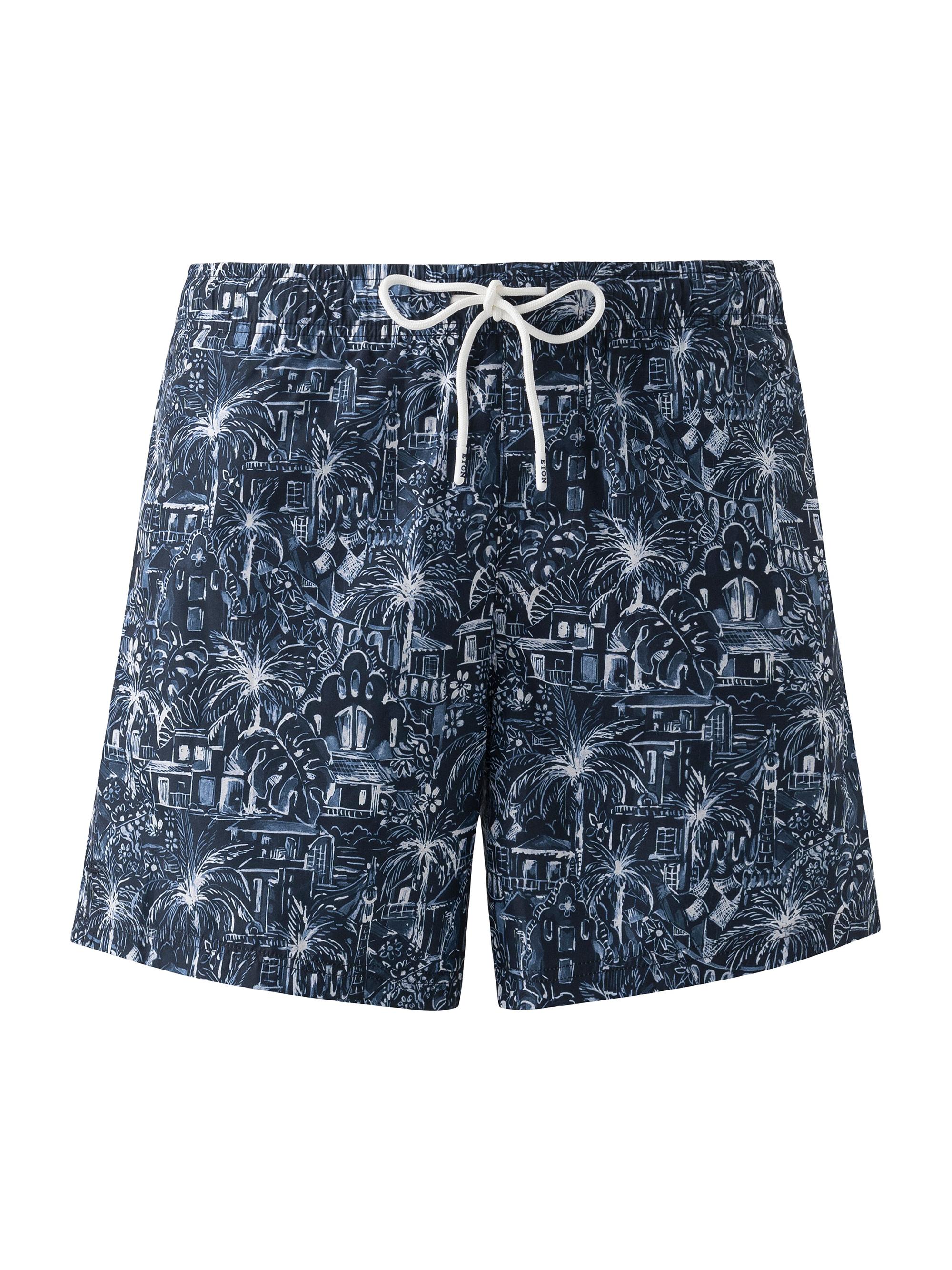 Eton Men's Printed Drawstring Swim Shorts - Blue