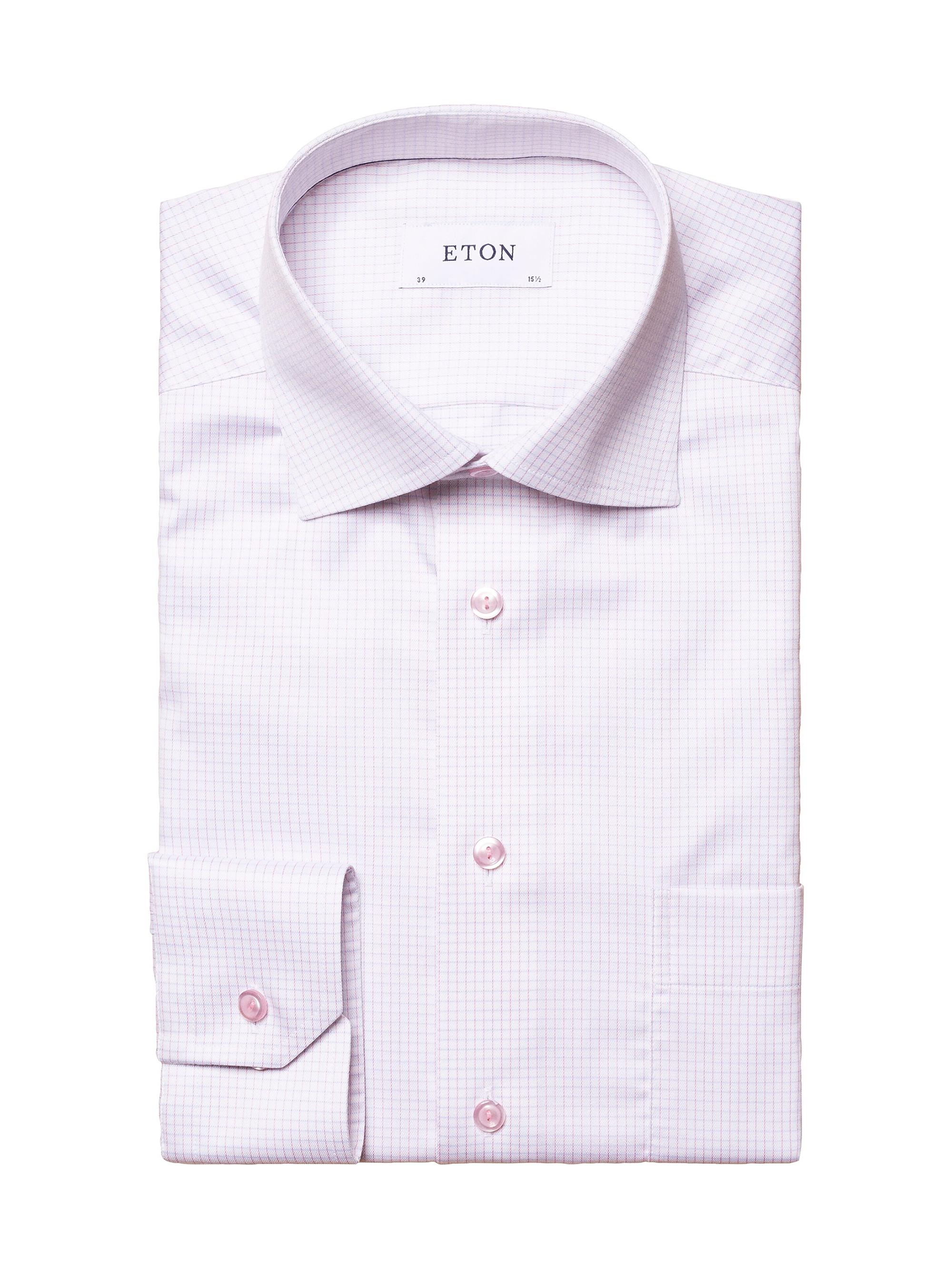 Eton Men's Grid Check Classic-Fit Dress Shirt - Pink