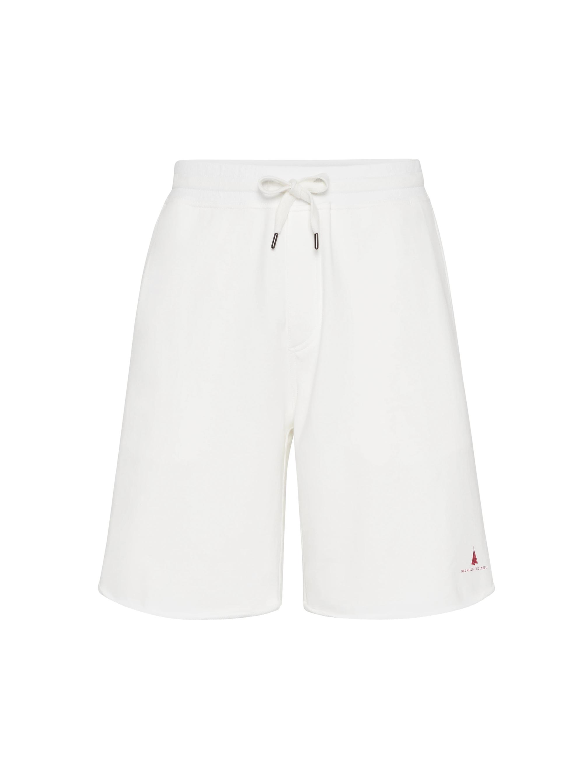 Brunello Cucinelli Men's Techno Cotton French Terry Bermuda Shorts - Off White