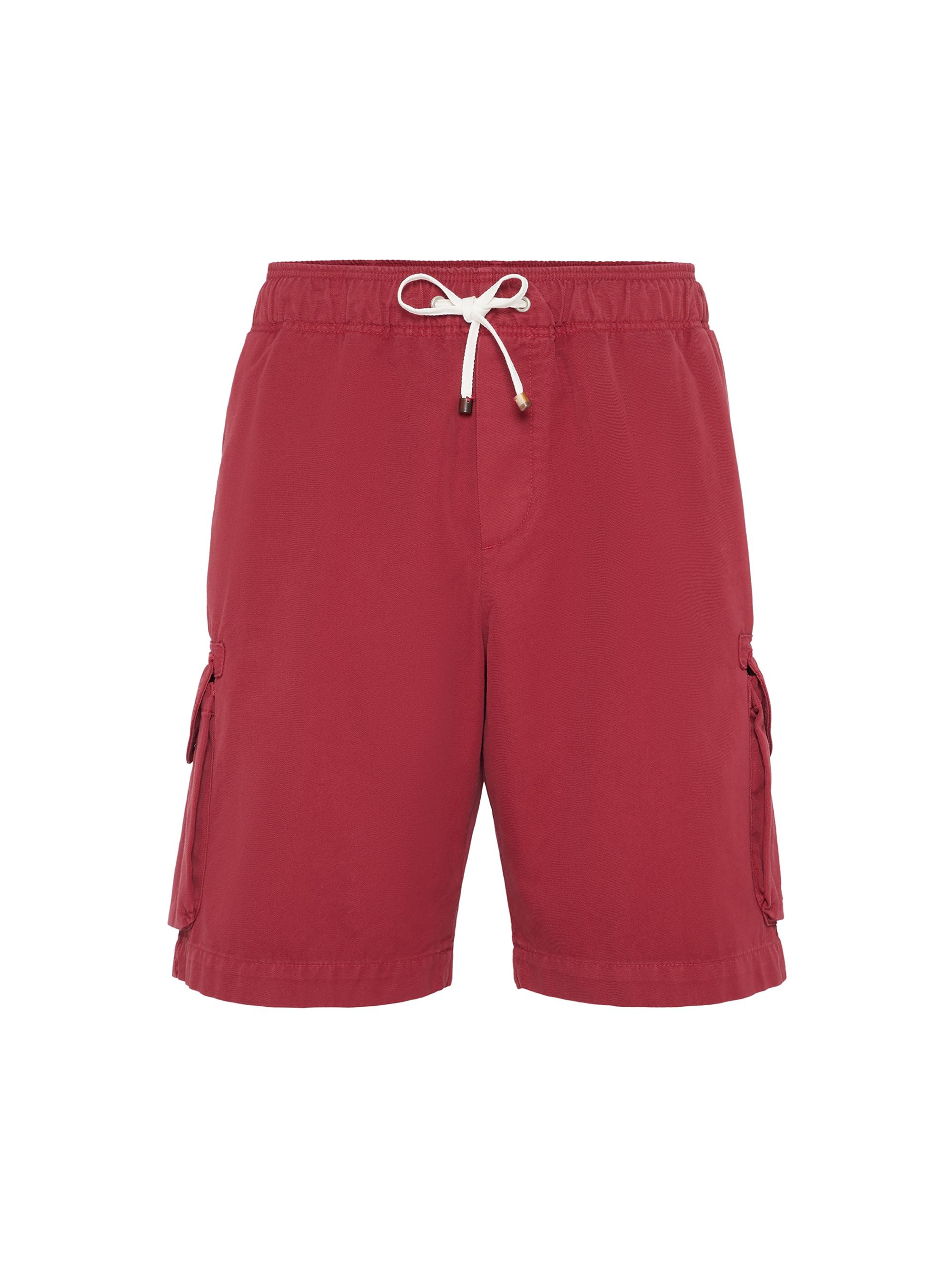 Brunello Cucinelli Men's Bermuda Shorts in Twisted Cotton Gabardine - Cherry