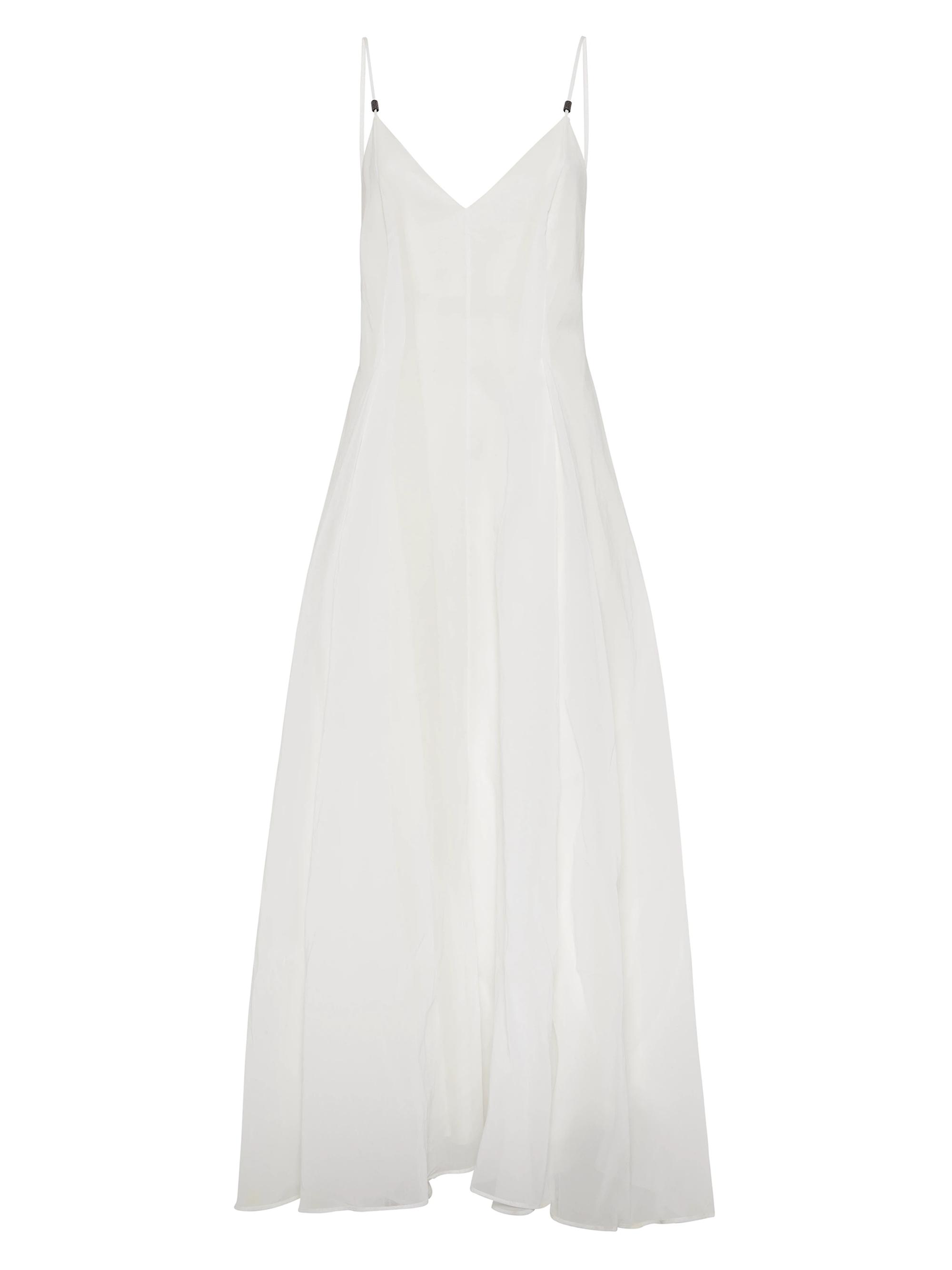 Brunello Cucinelli Women's Cotton Organza Dress with Monili - White