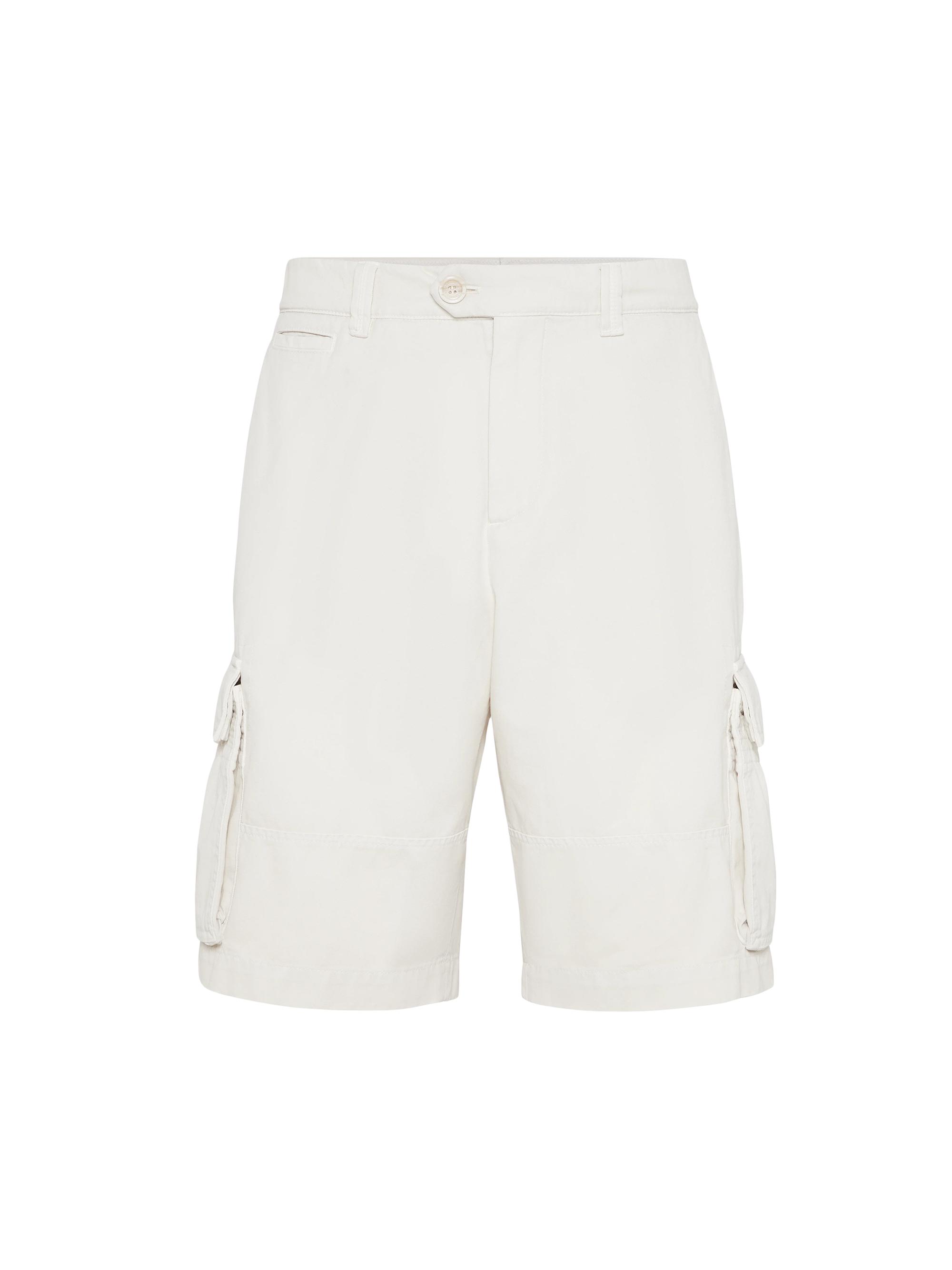 Brunello Cucinelli Men's Bermuda Shorts in Twisted Cotton Gabardine - Rope