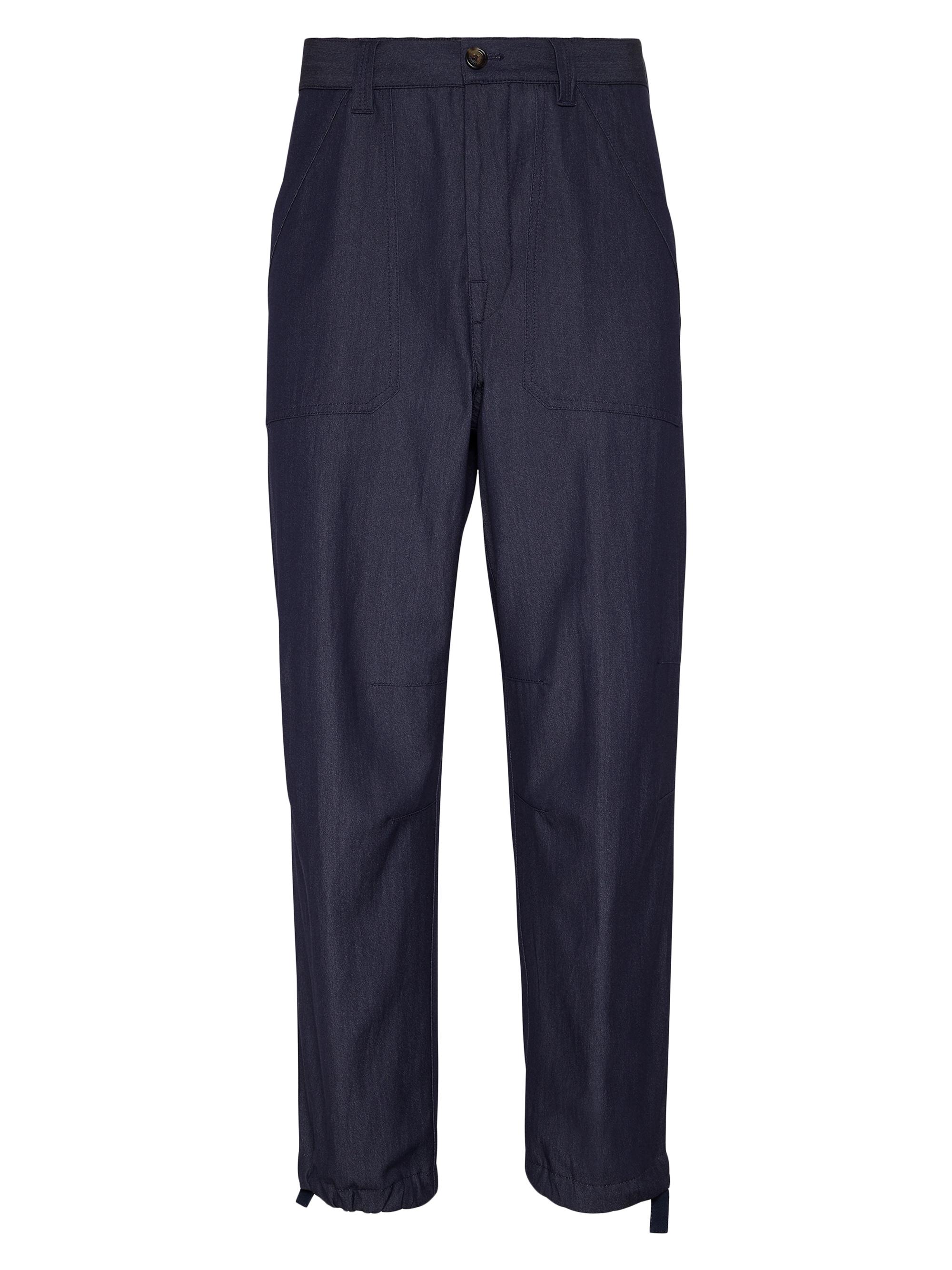 Brunello Cucinelli Men's Wool Blend Twill Relaxed Fit Trousers with Patch Pockets - Denim