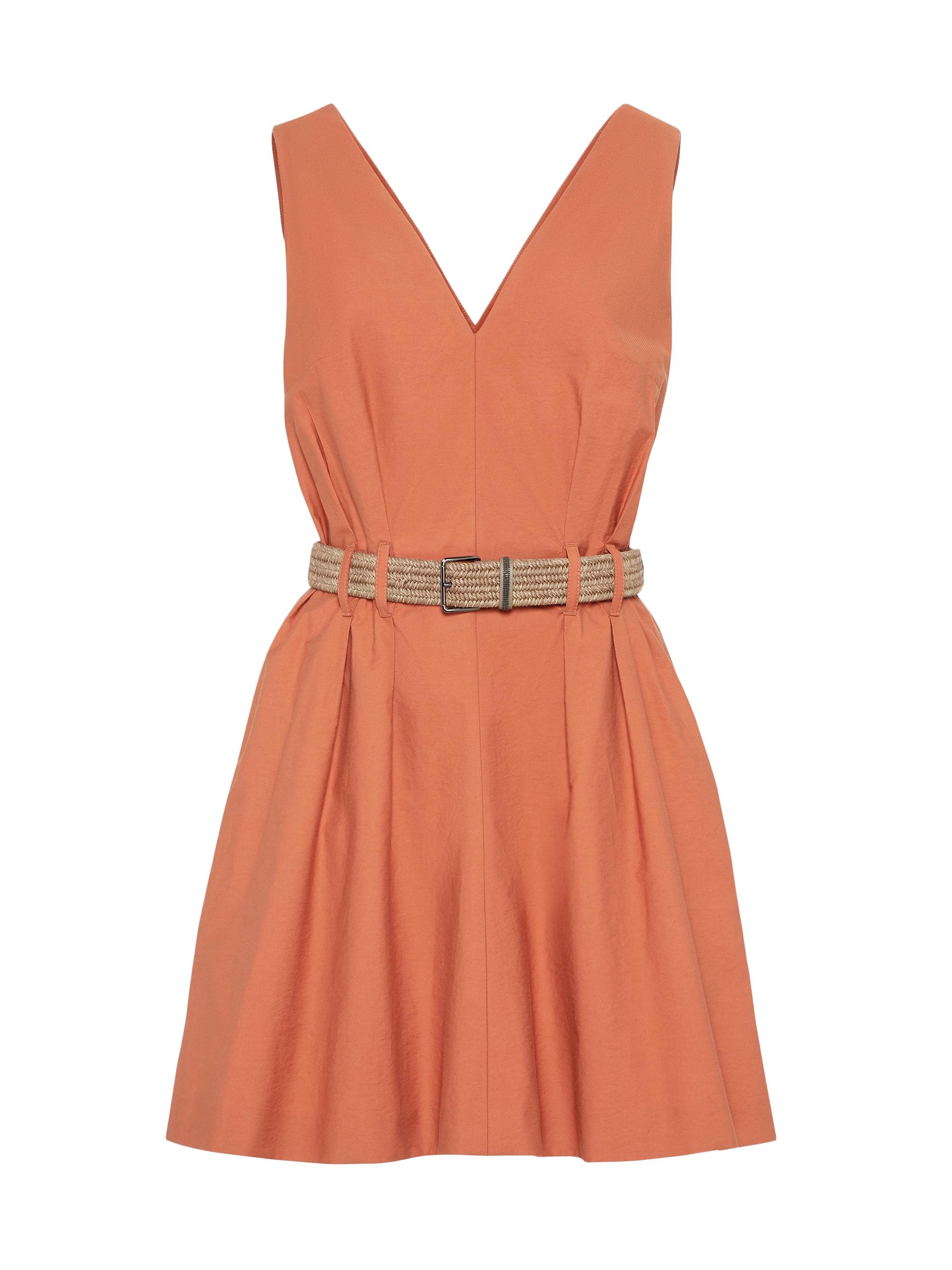 Brunello Cucinelli Women's Techno Cotton Texture Twill Mini Dress - Mandarin