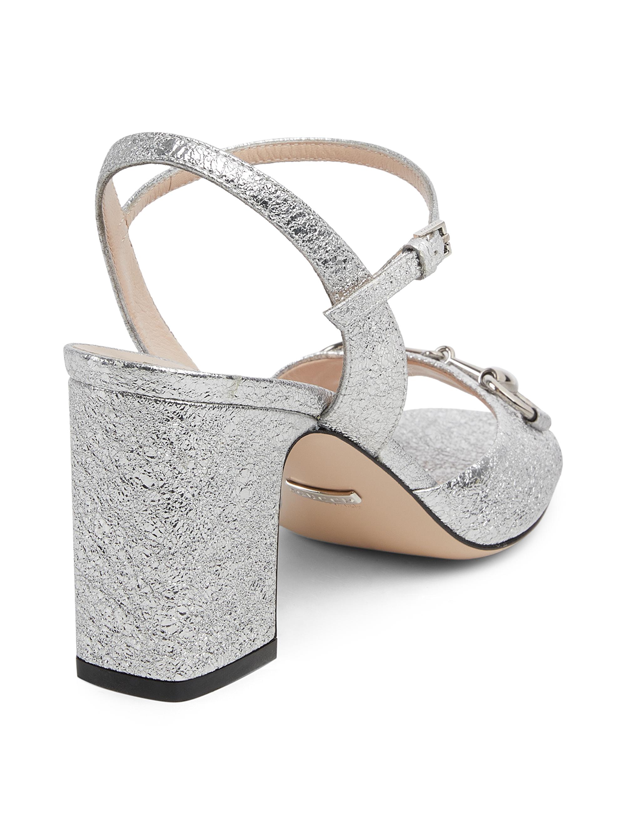 Gucci Lady Horsebit 75MM Metallic Leather Sandals | Saks Fifth Avenue