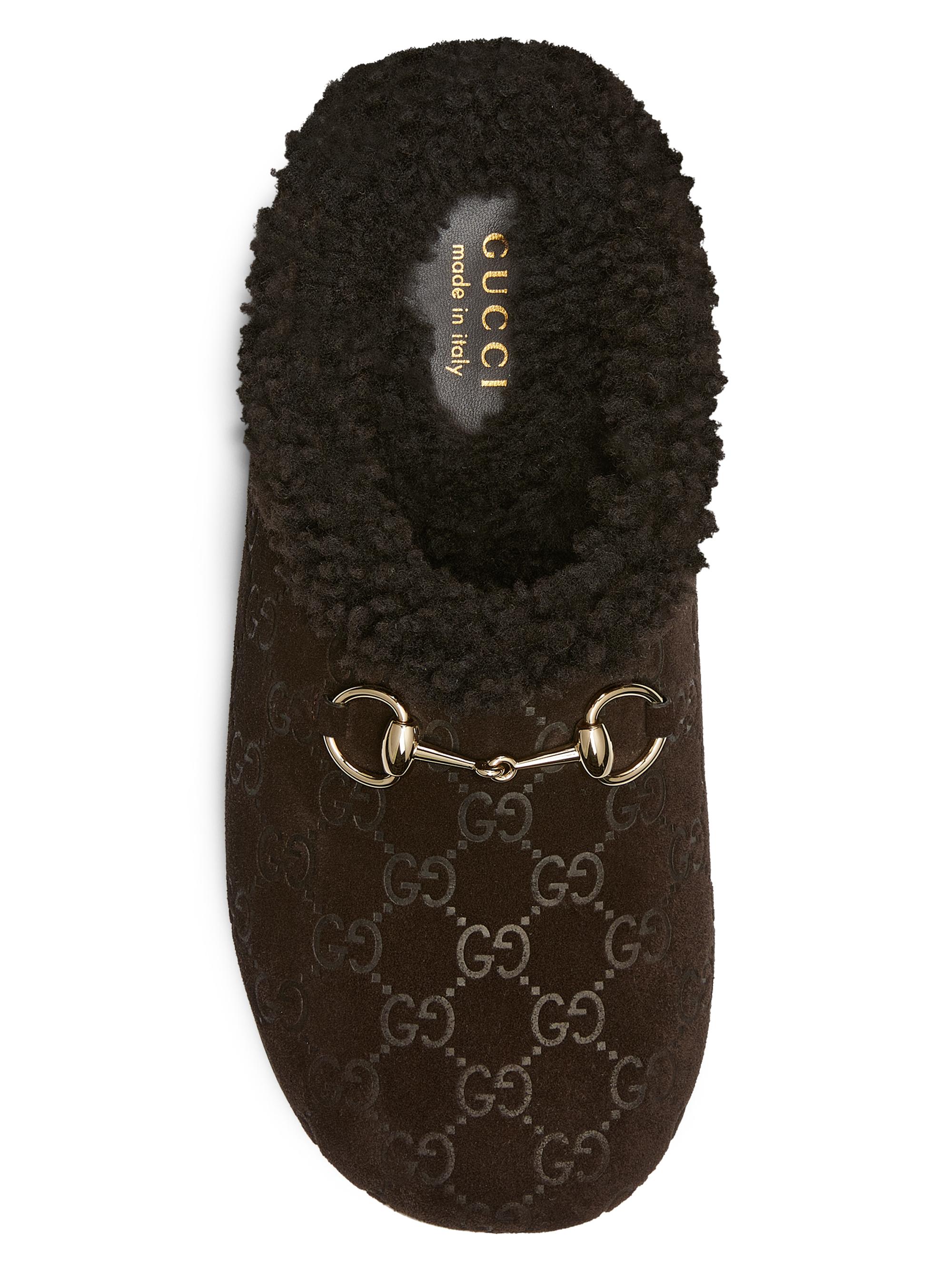 GG Suede & Shearling Mules