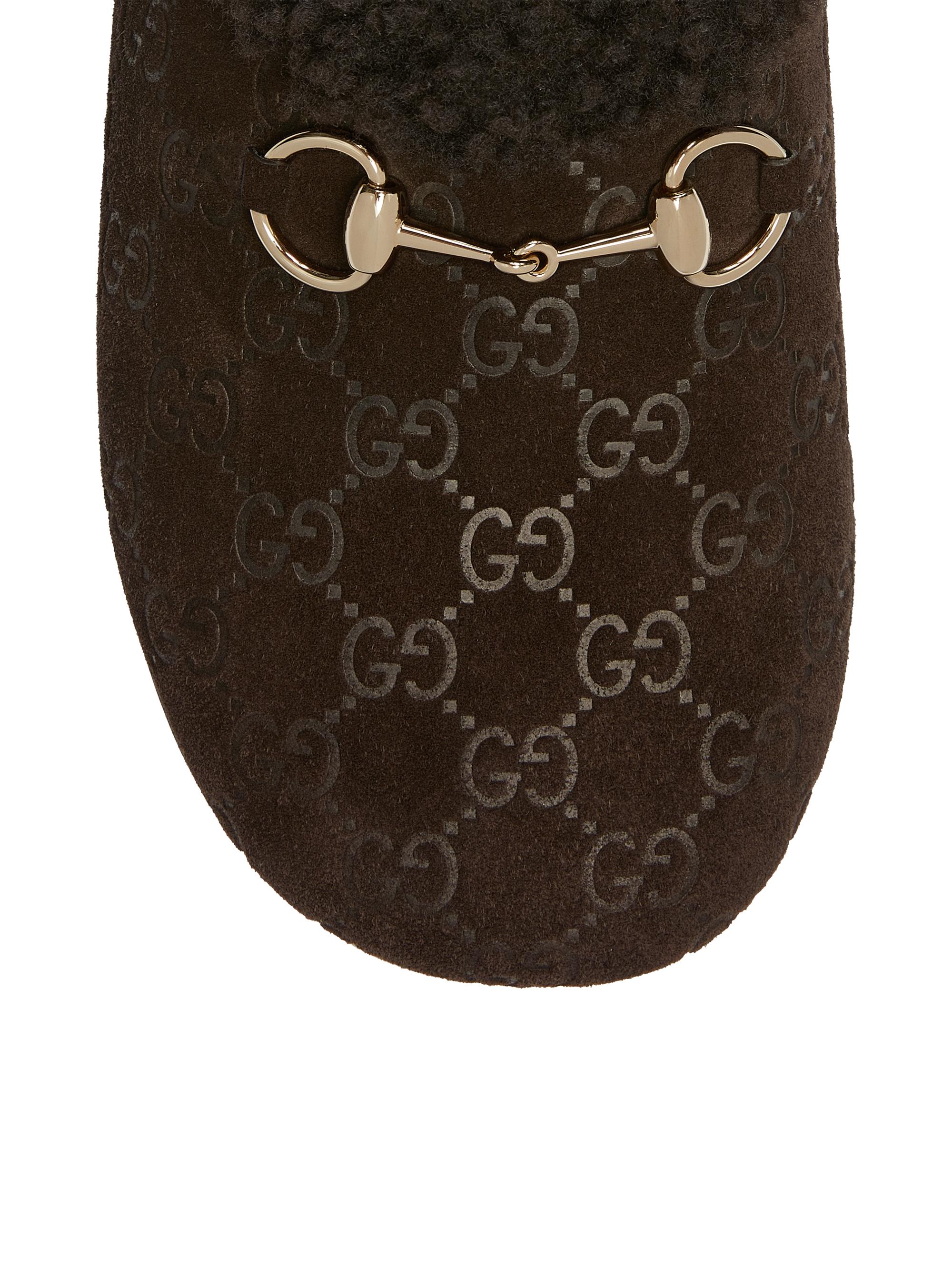 GG Suede & Shearling Mules