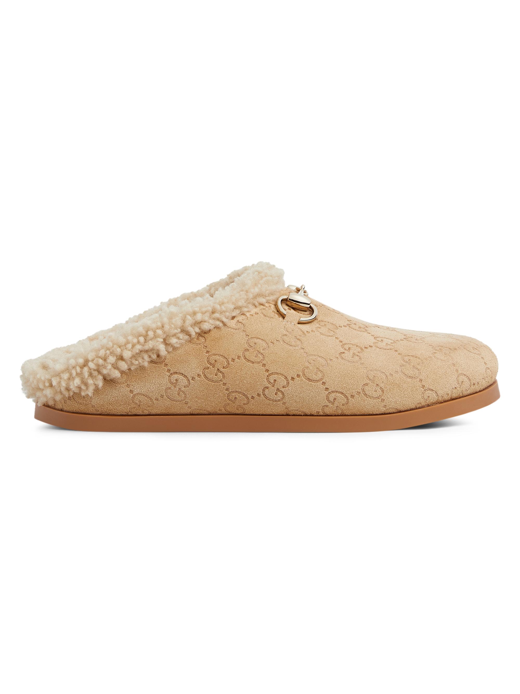 Gucci Women's GG Suede & Shearling Mules - Sand