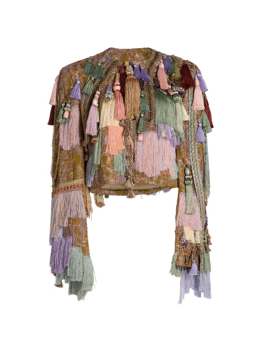 DRIS VAN NOTEN ビーズ装飾 ブルゾン シフォン サテン クロップド Dries Van Noten Baftanos Tassel Tweed Jacket | Saks Fifth Avenue