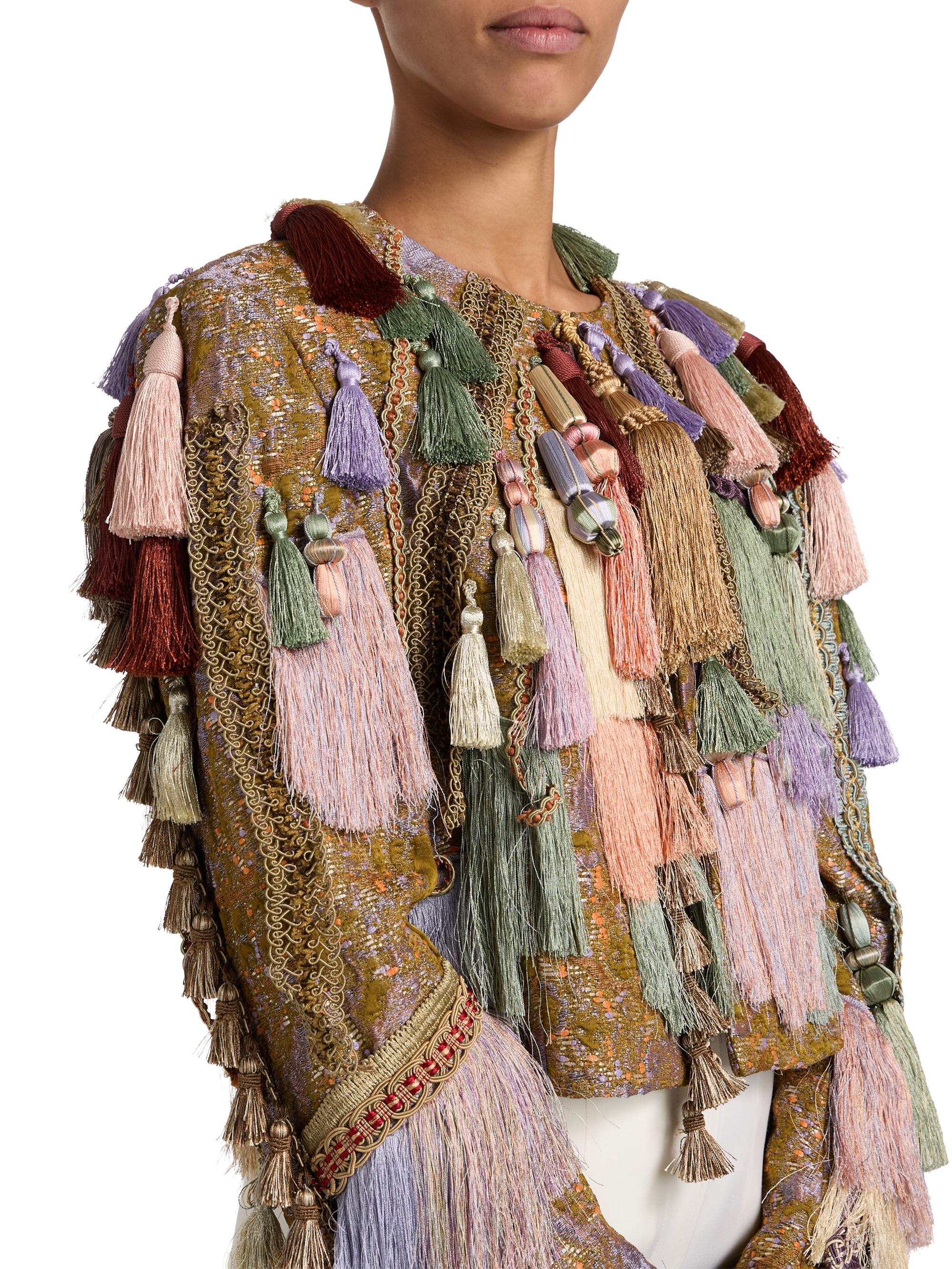 DRIS VAN NOTEN ビーズ装飾 ブルゾン シフォン サテン クロップド Dries Van Noten Baftanos Tassel Tweed Jacket | Saks Fifth Avenue