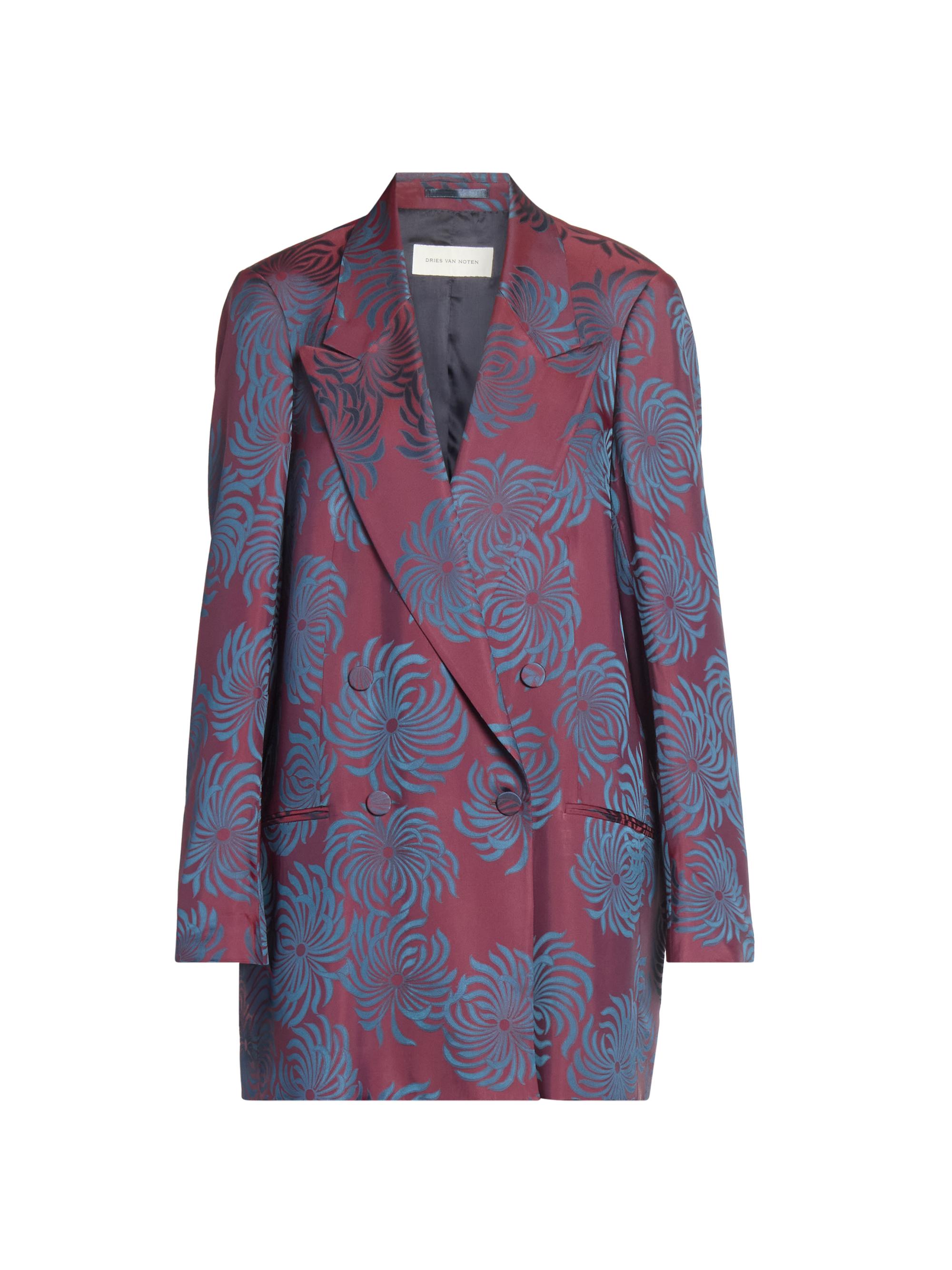 Dries Van Noten Women's Blink Jacqaurd Double-Breasted Blazer - Burgundy