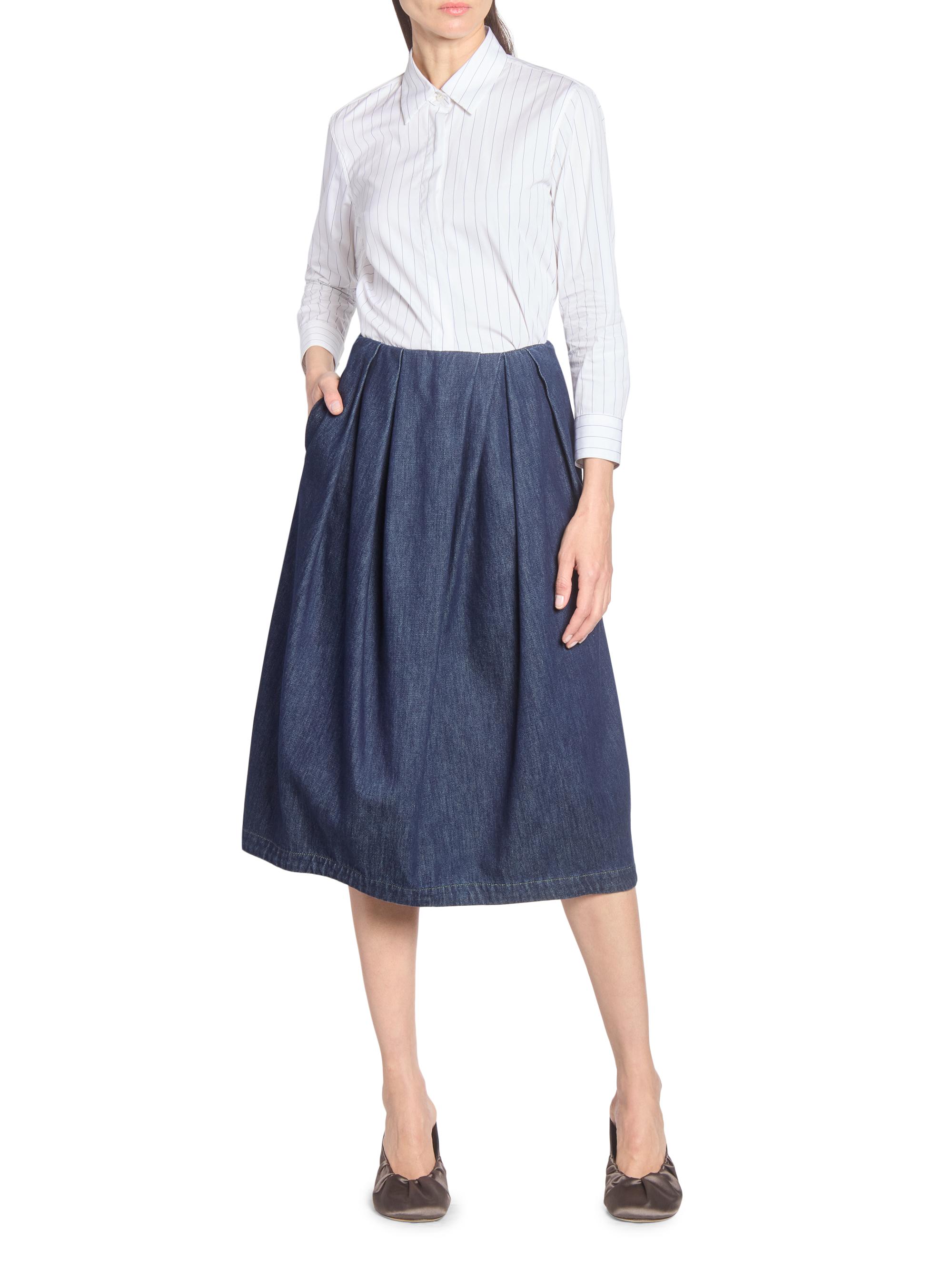 dries van noten19aw phoenix48 look1ネイビー Dries Van Noten Sonista Denim Pleated Skirt | Saks Fifth Avenue