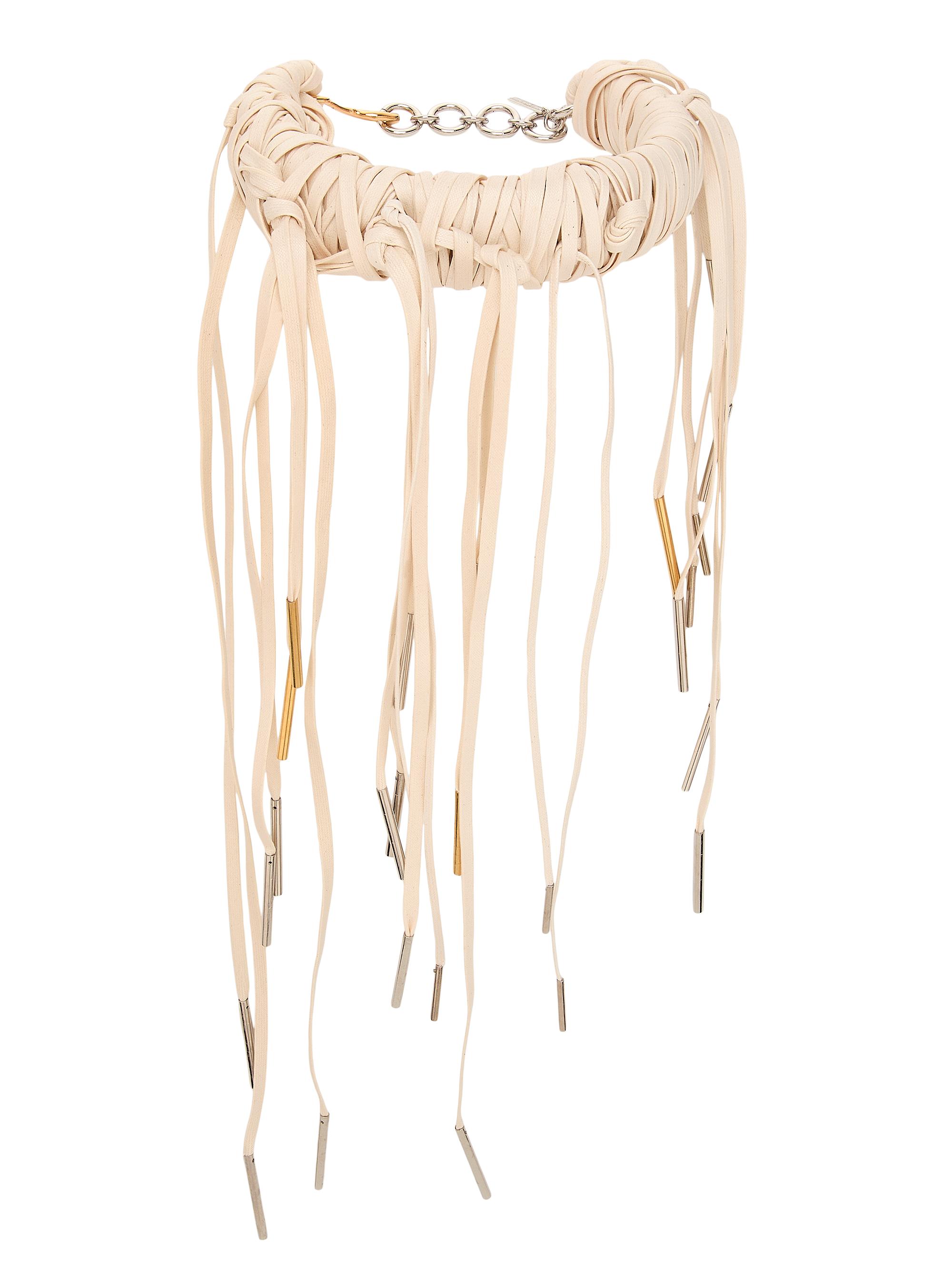 Dries Van Noten Women's Wrapped Laces Cotton Necklace - Ecru