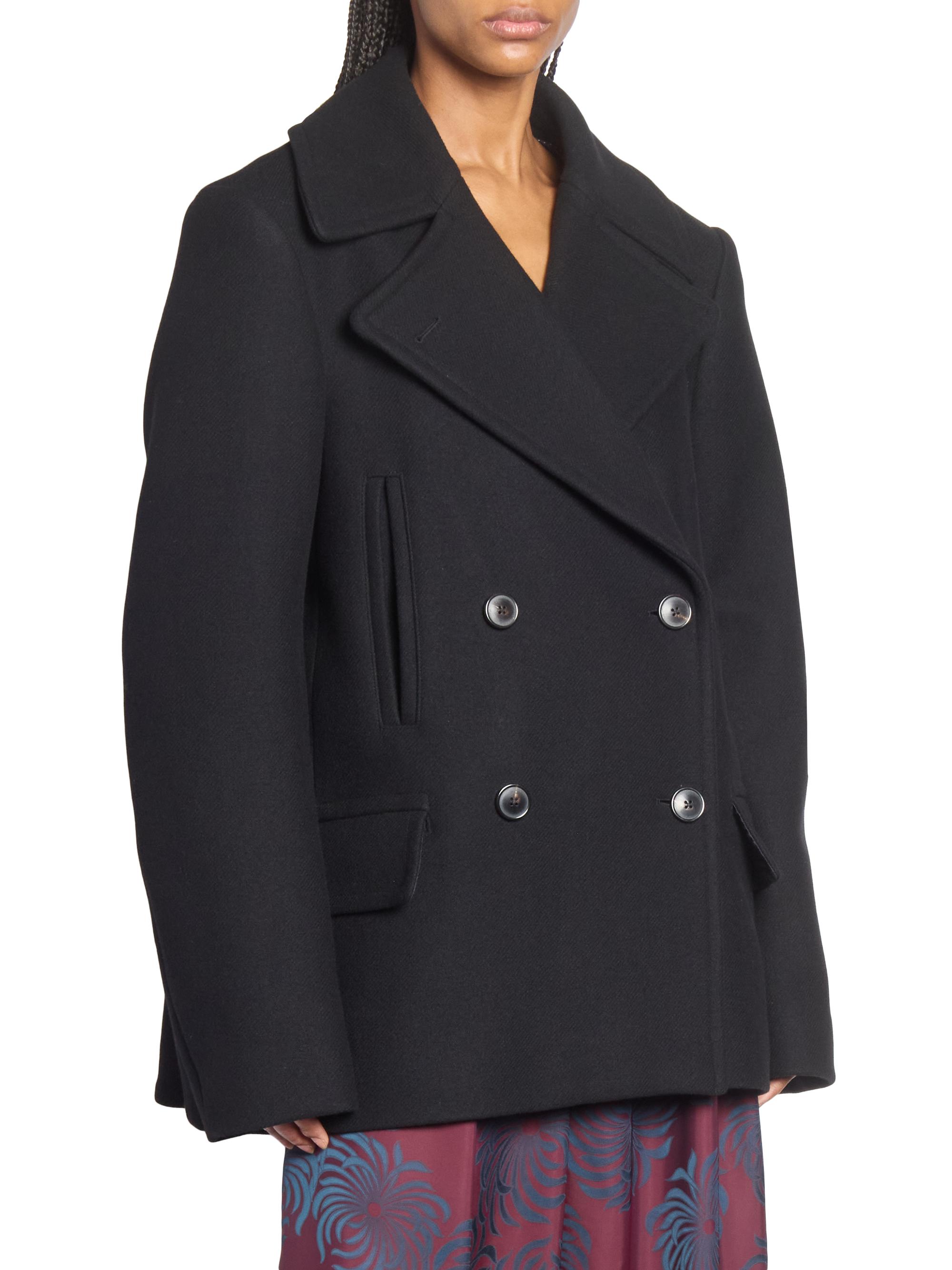 ジャケット・アウター DRIES VAN NOTEN Double-breasted coat DRIES VAN NOTEN Double-Breasted Wool and Linen-Blend Coat