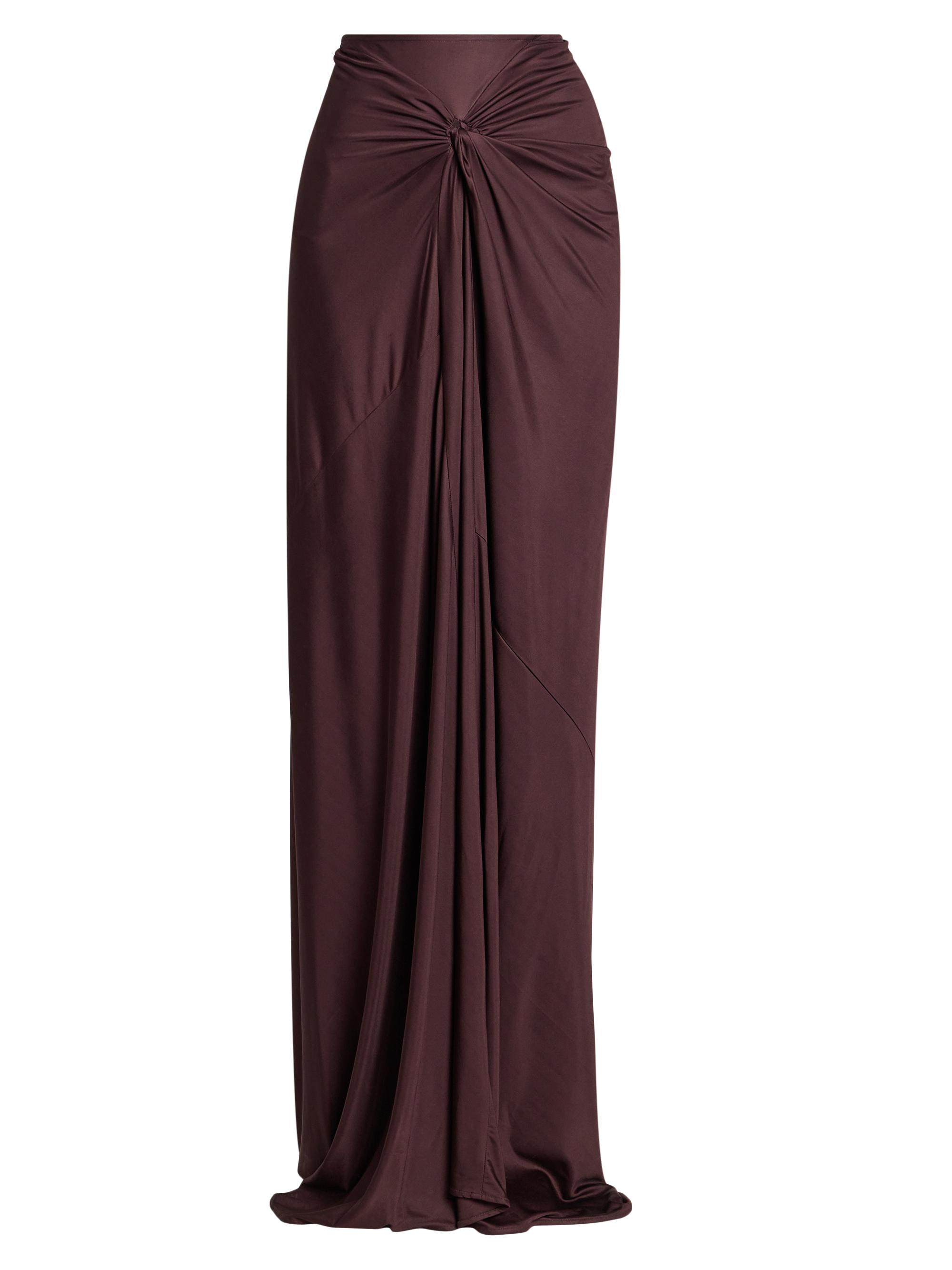 Dries Van Noten Women's Humila Knotted Jersey Sheath Maxi Skirt - Burgundy