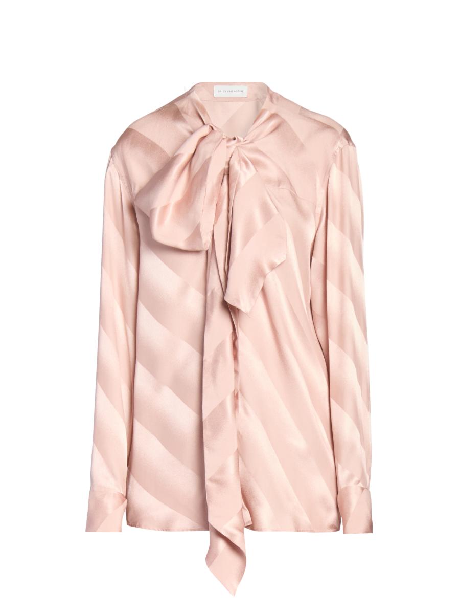 Dries Van Noten Women's Curbi Striped Silk Blouse In Pink