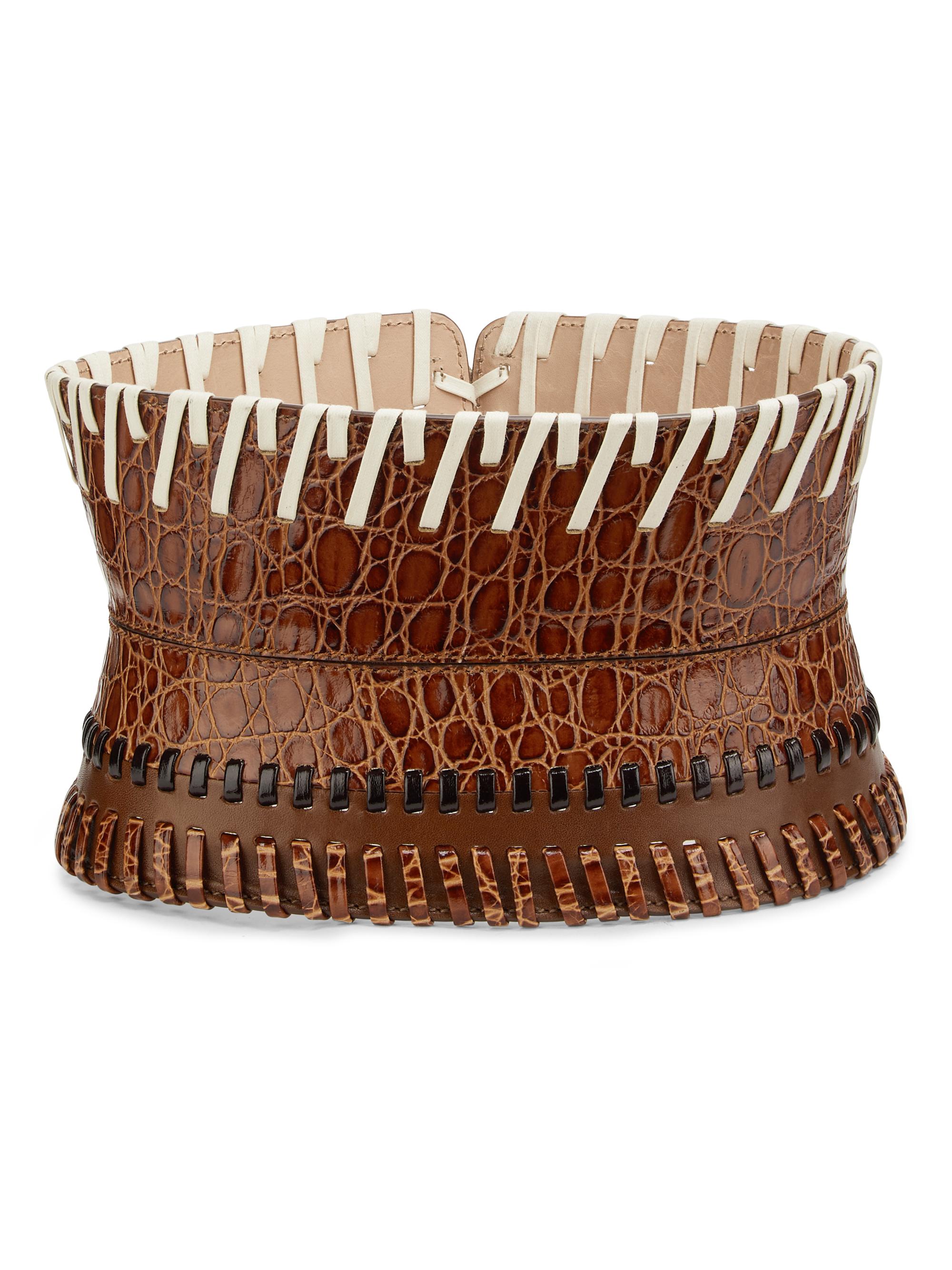 Dries Van Noten Women's Leather Back-Tie Belt - Tan