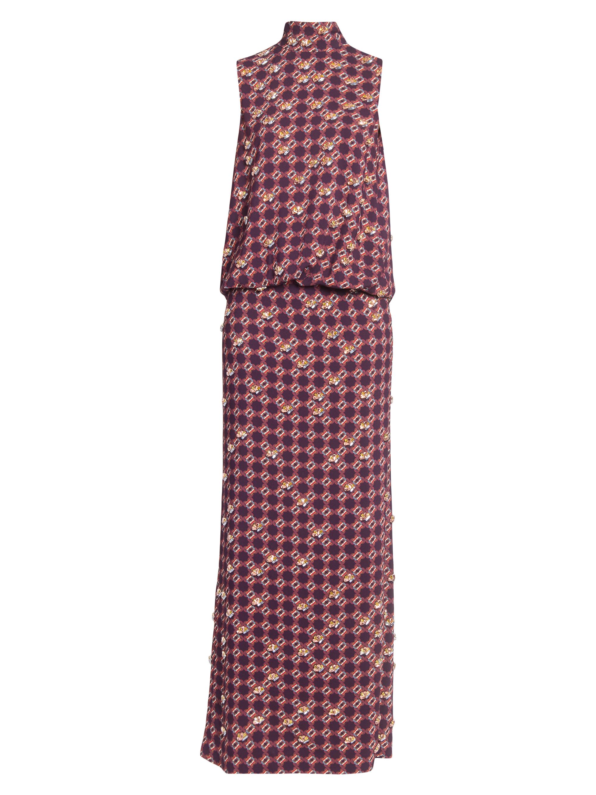 Dries Van Noten Women's Printed Embellished-Trim Crepe Blouson Maxi Dress - Auber