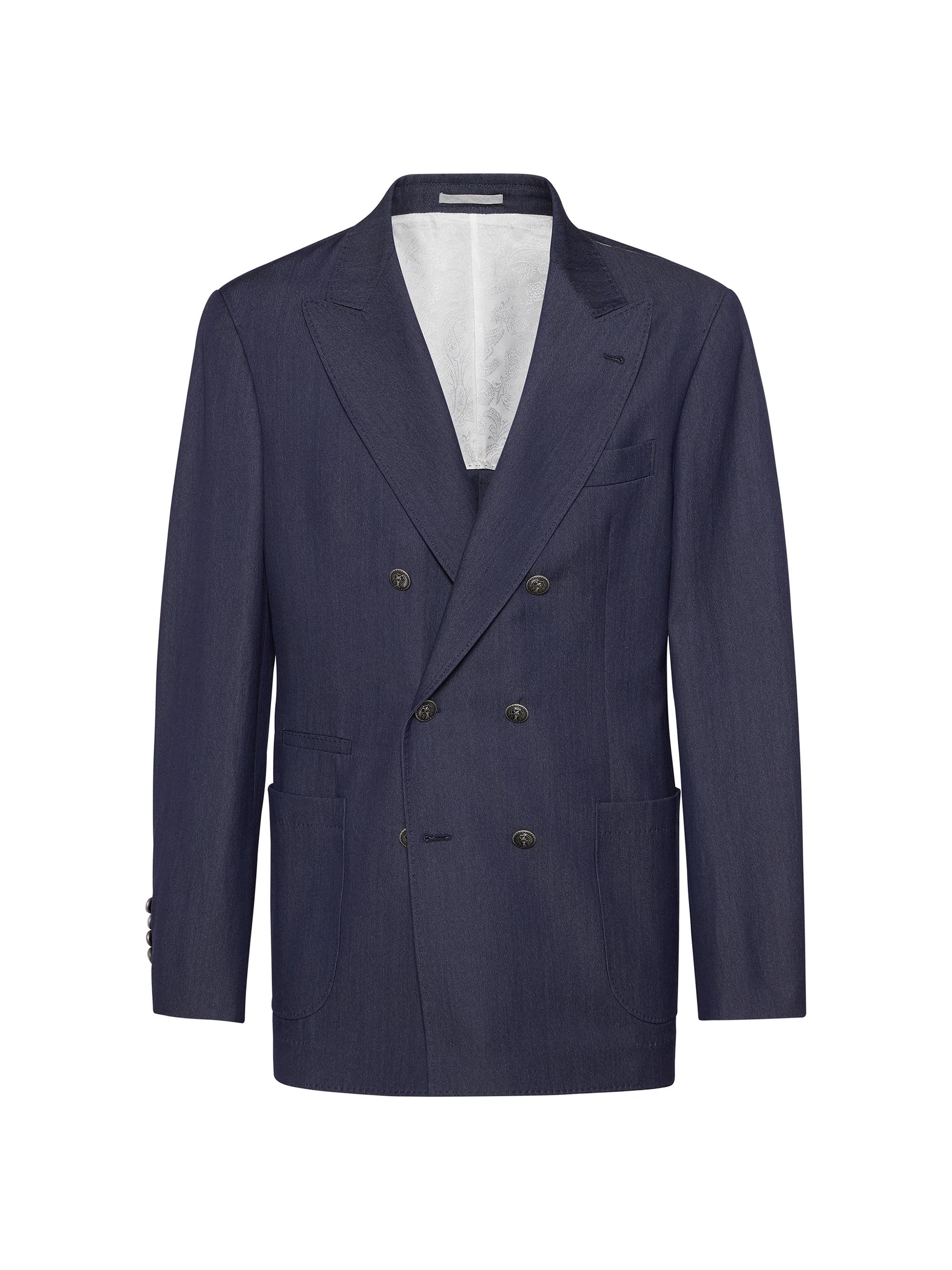 Brunello Cucinelli Men's One and a Half Breasted Deconstructed Blazer - Denim