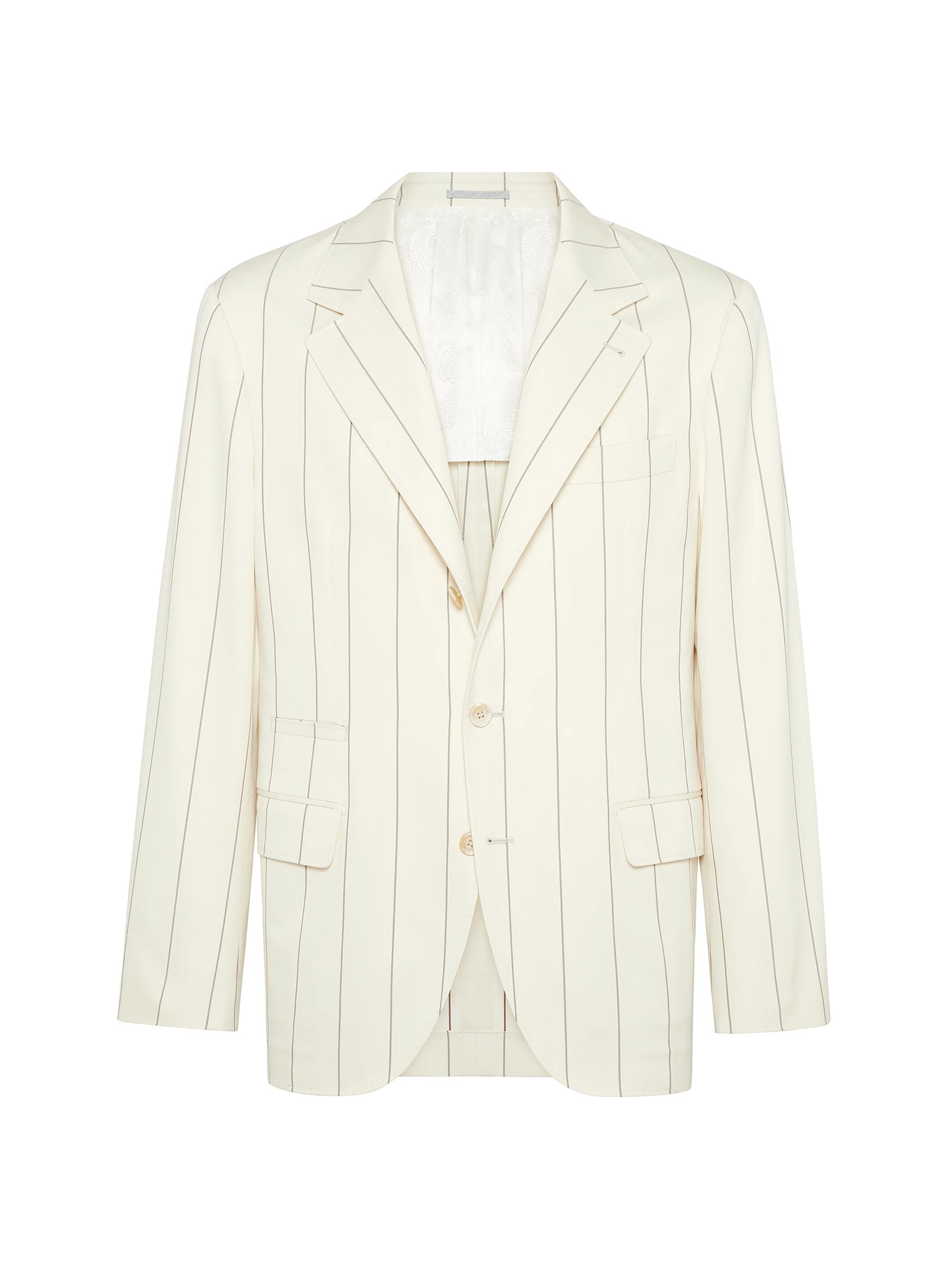 Brunello Cucinelli Men's Chalk Stripe Gabardine Deconstructed Blazer - Rope