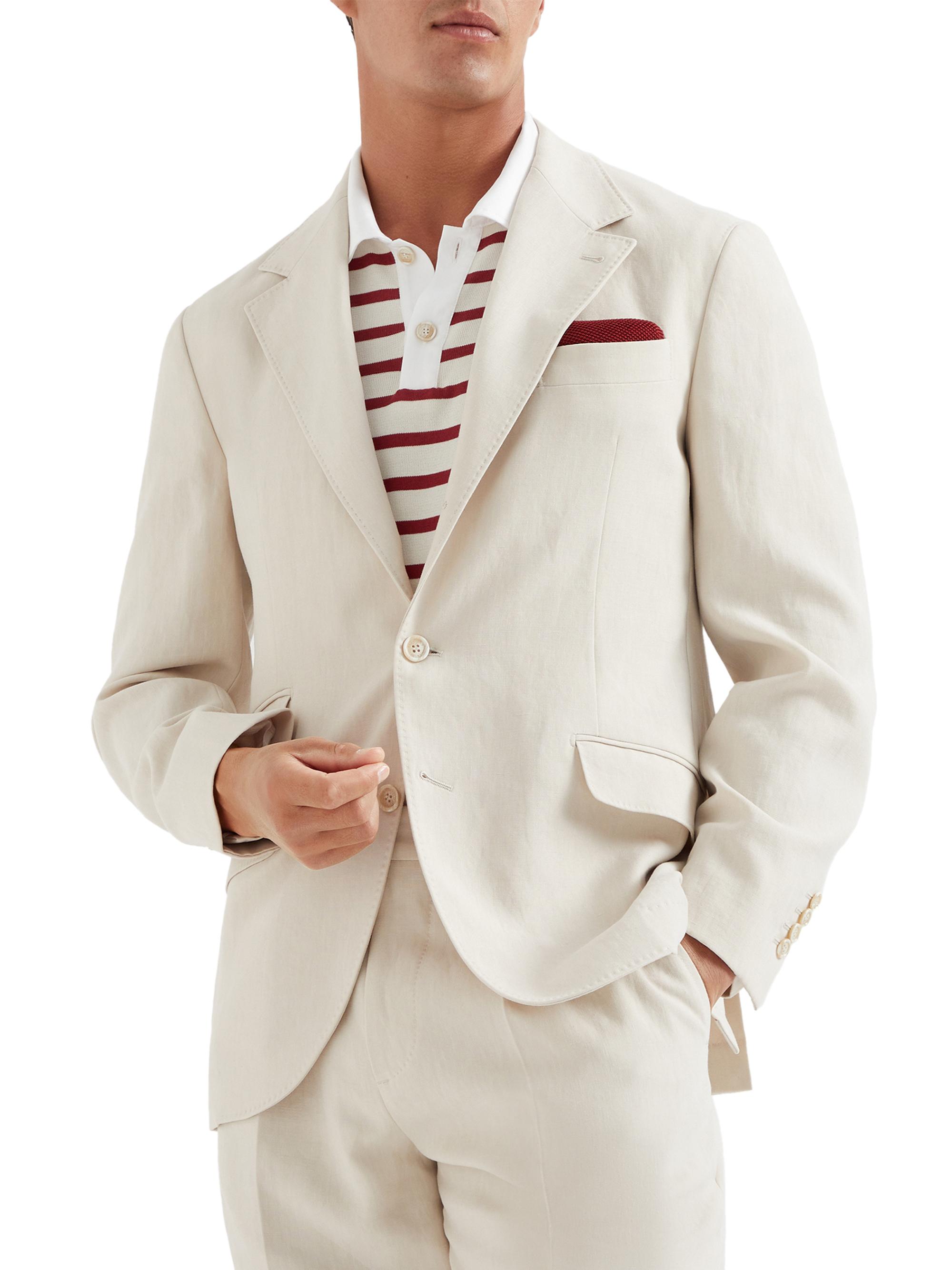 Brunello Cucinelli Men's Twisted Linen Deconstructed Cavallo Blazer - Shell