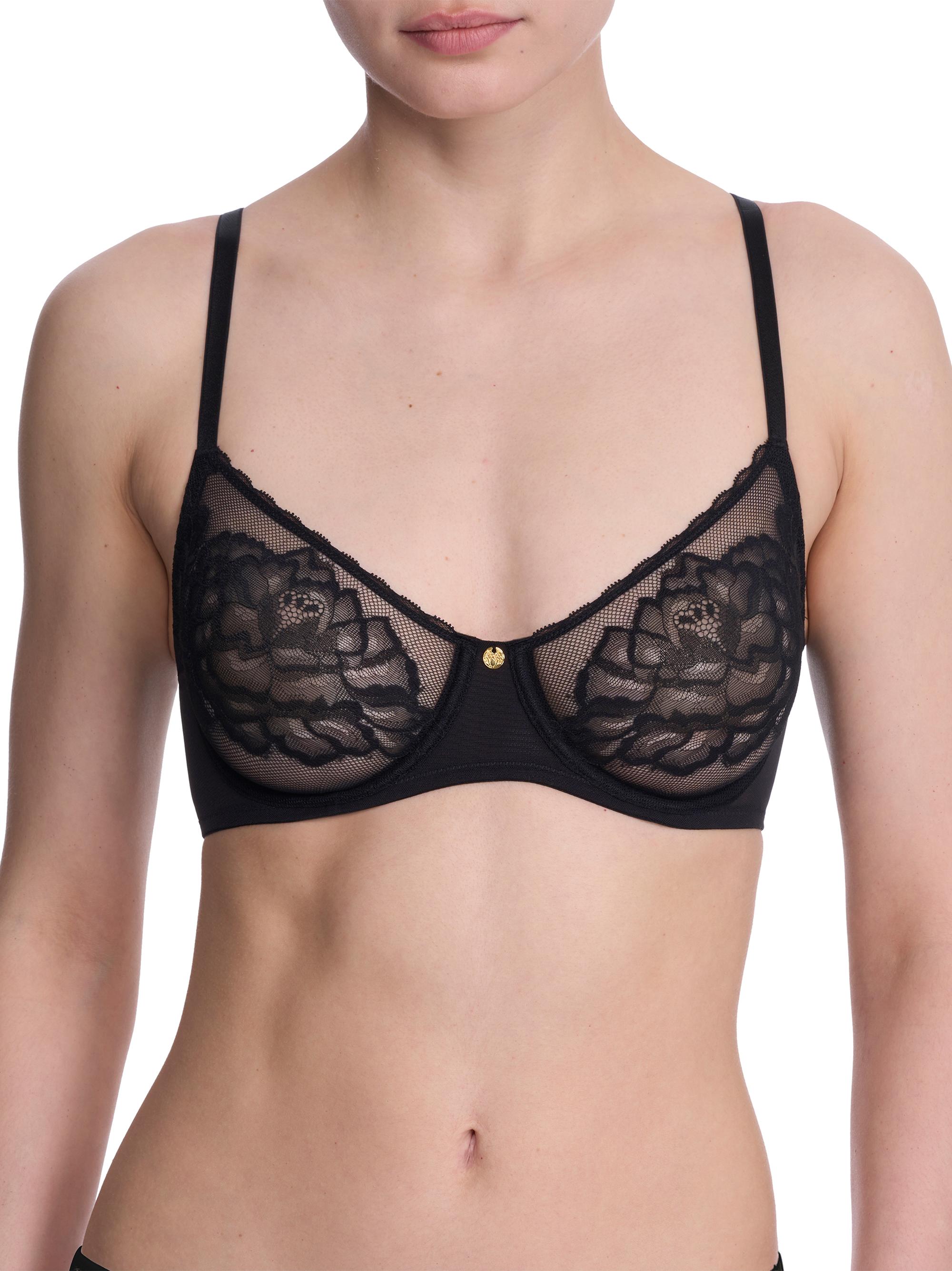 Natori Women's Flora Unlined Lace Balconette Underwire Bra - Black